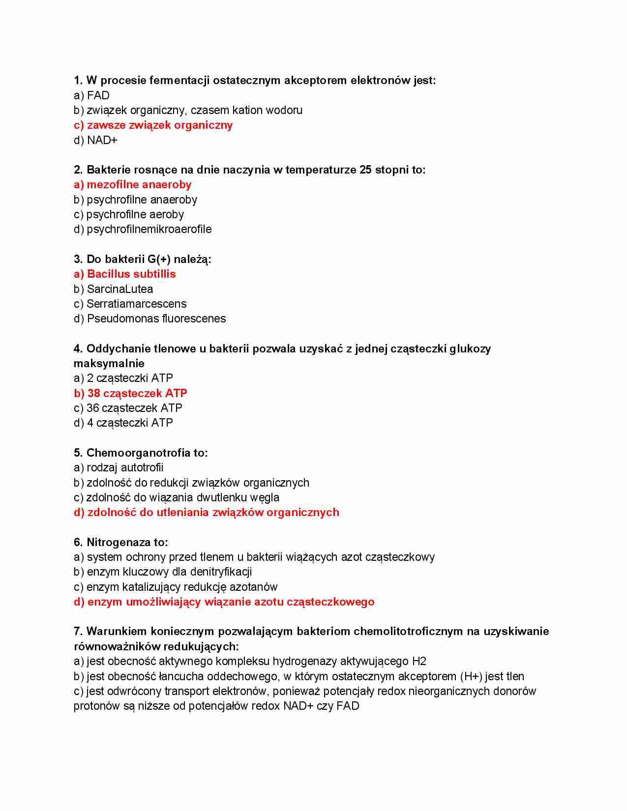 Mikrobiologia- pytania i odpowiedzi egzaminacyjne - strona 1