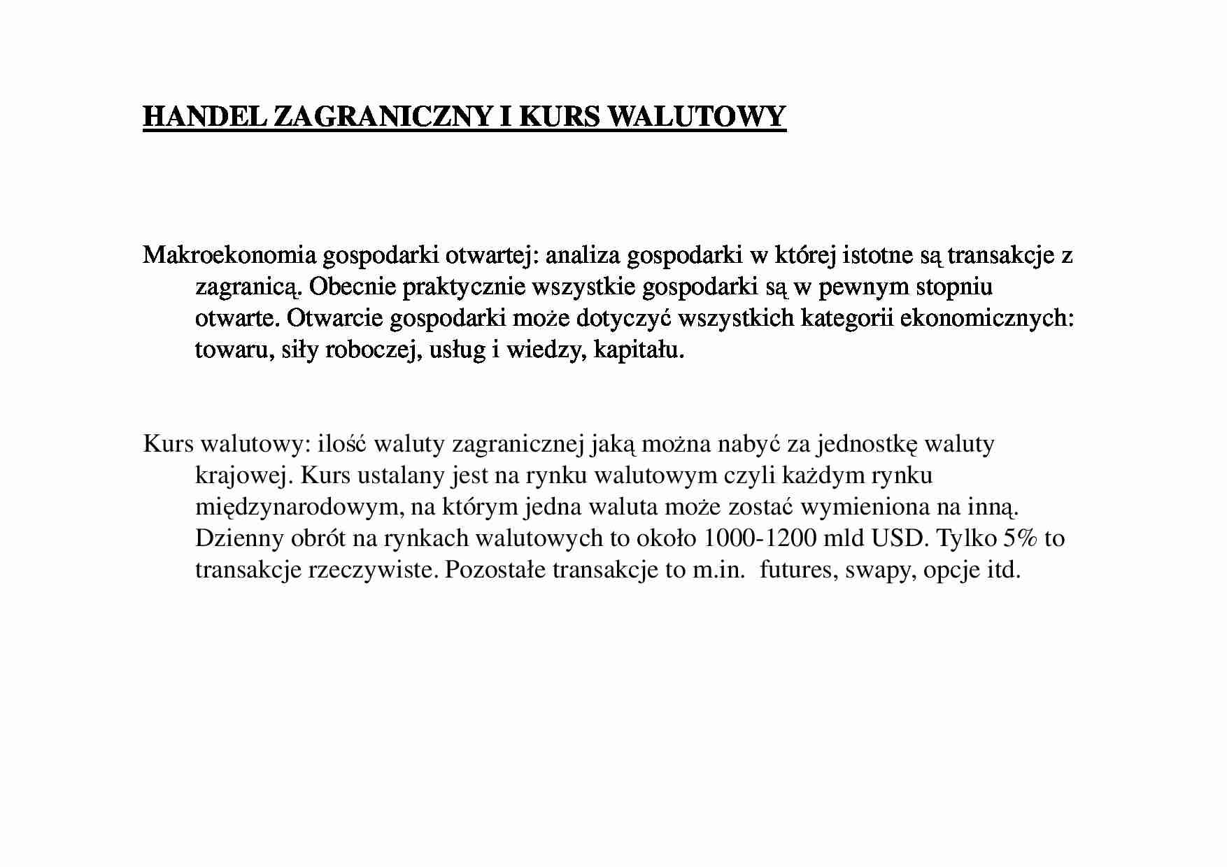 makroekonomia - Handel zagraniczny i kurs walutowy - strona 1