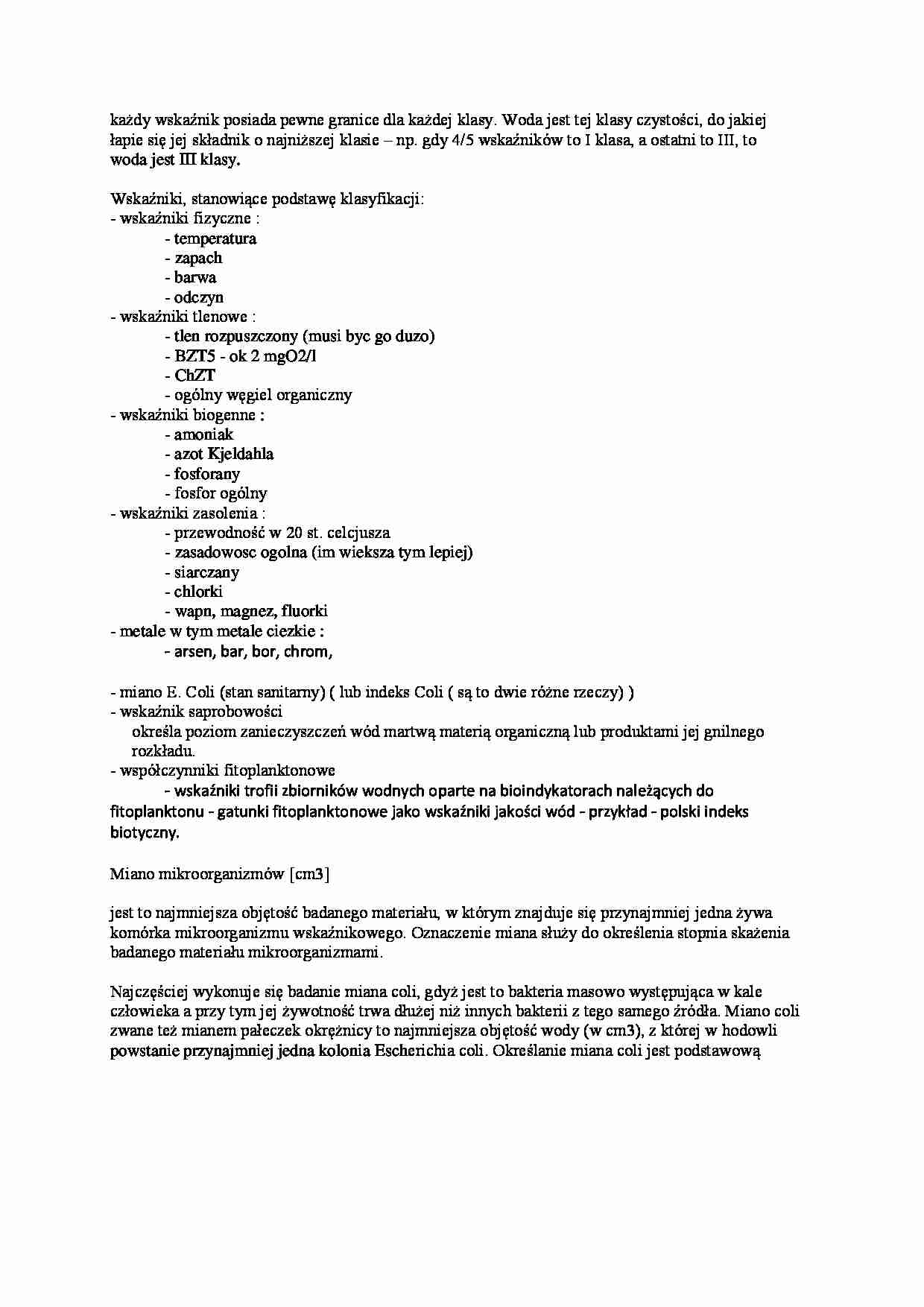 Wskaźniki czystości wody - strona 1