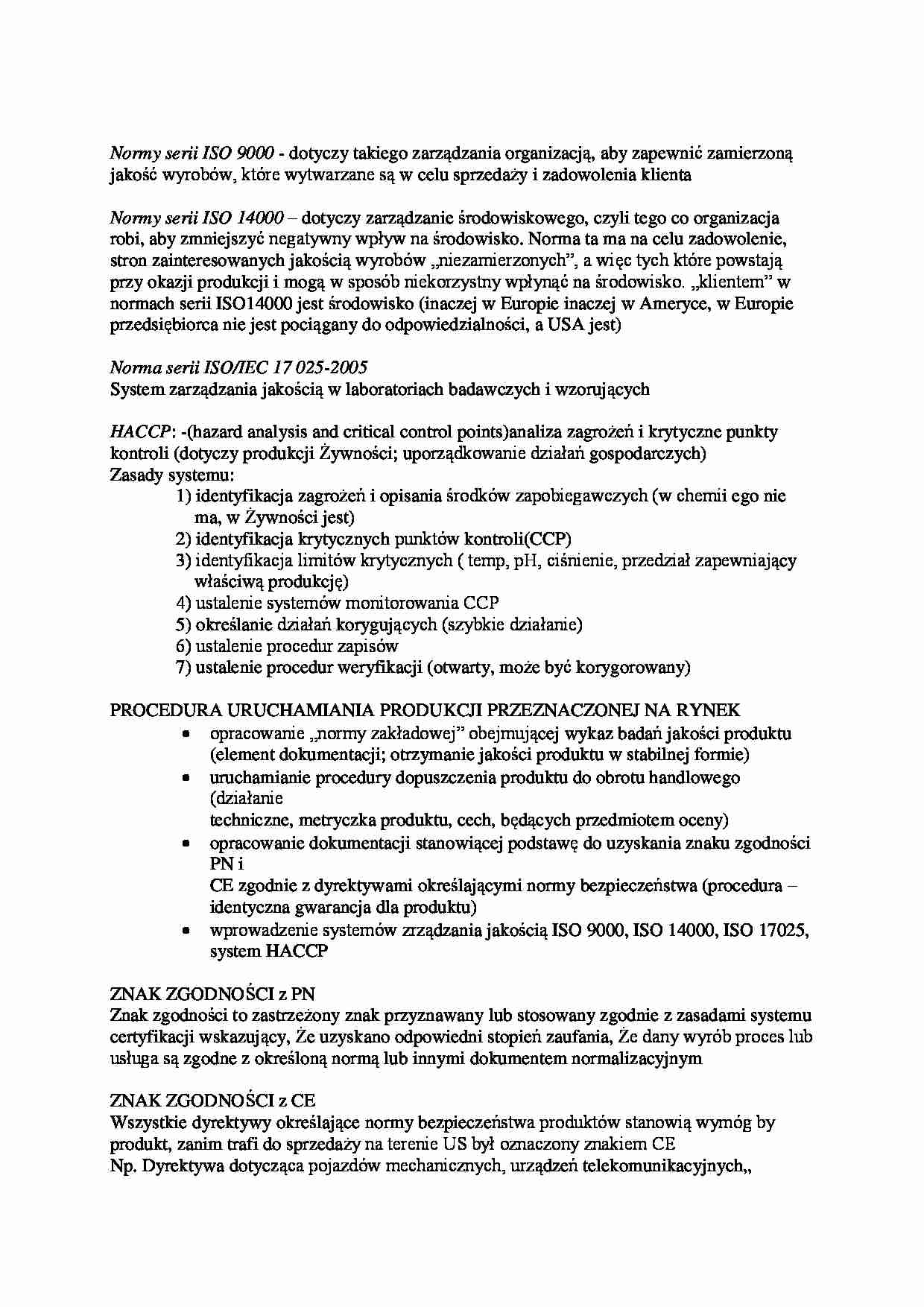 Normy serii ISO 9000- opracowanie - strona 1