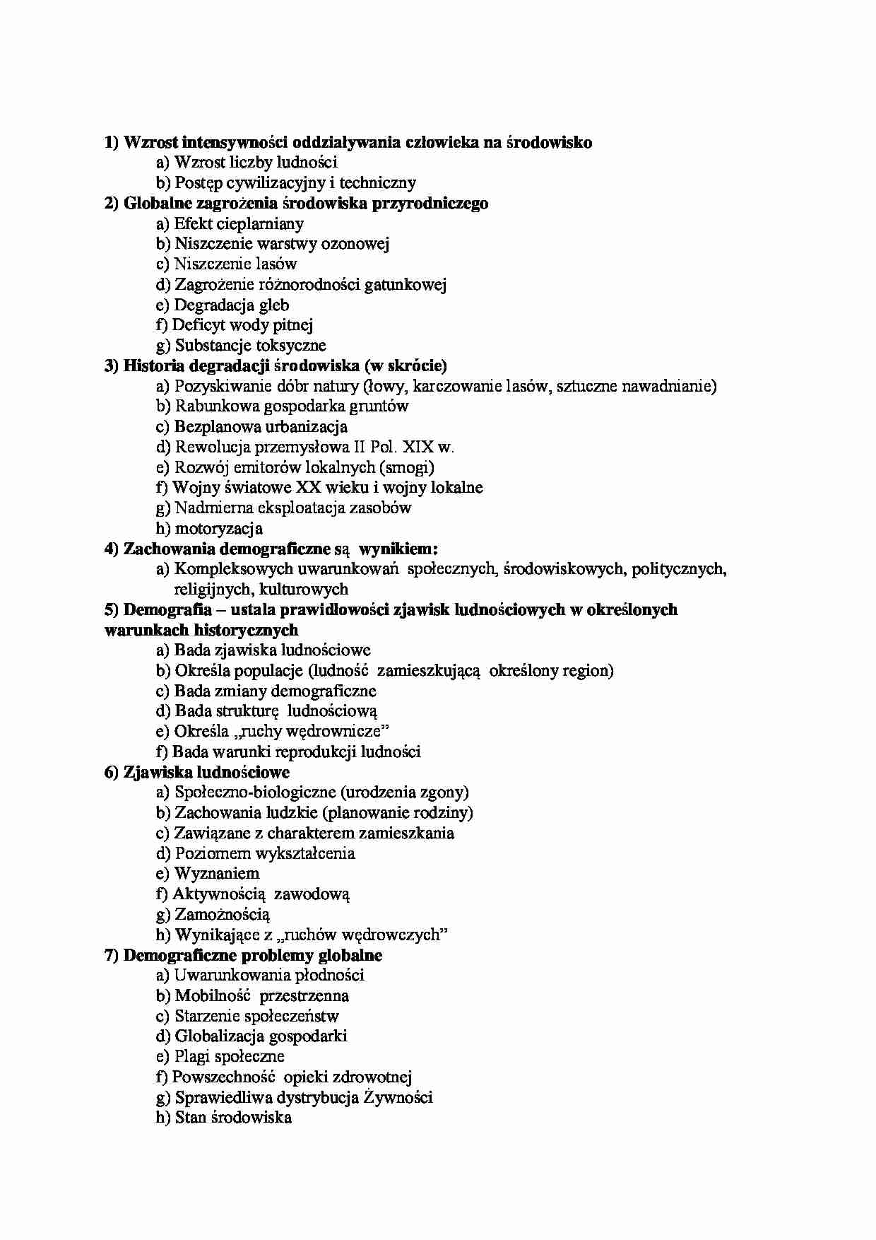 Środowiskowe problemy związane z rozwojem demograficznym- opracowanie - strona 1