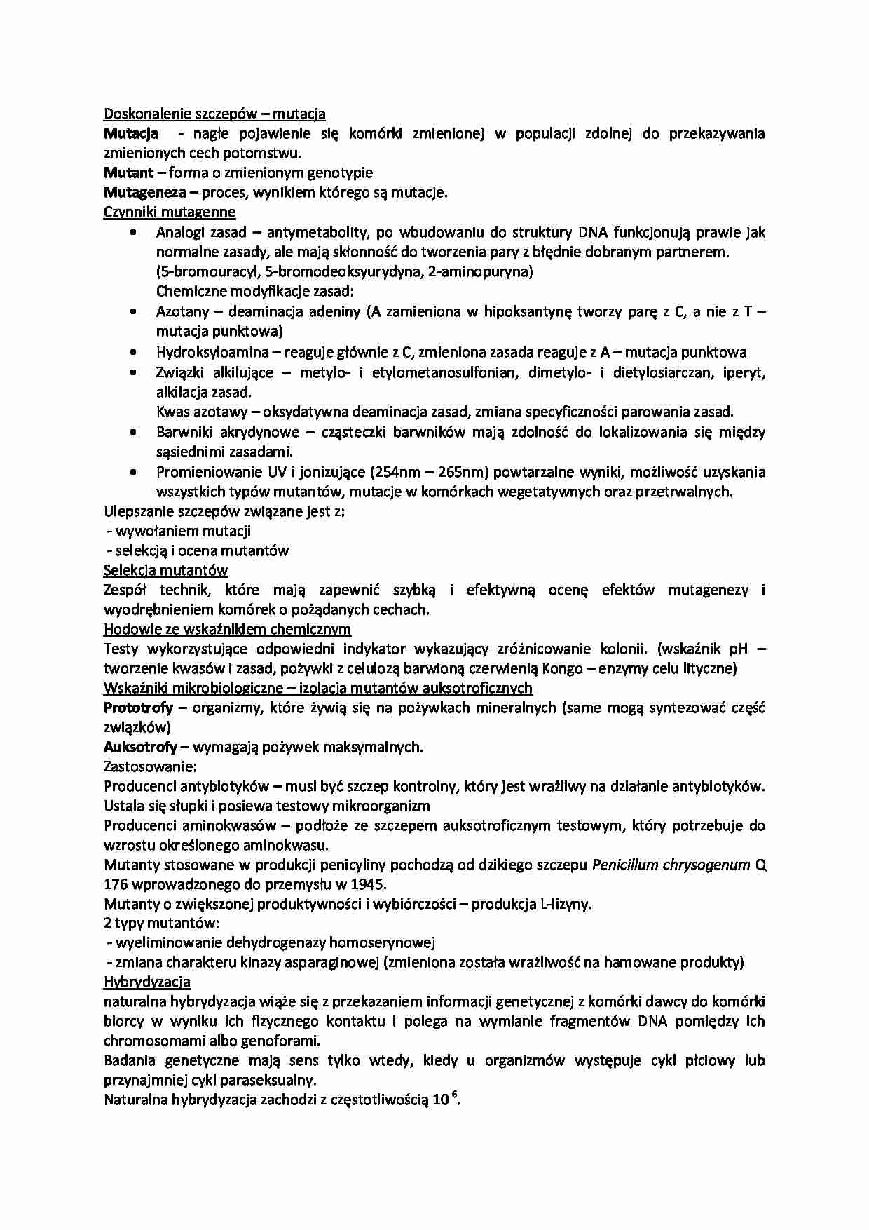 Doskonalenie szczepów- opracowanie - strona 1