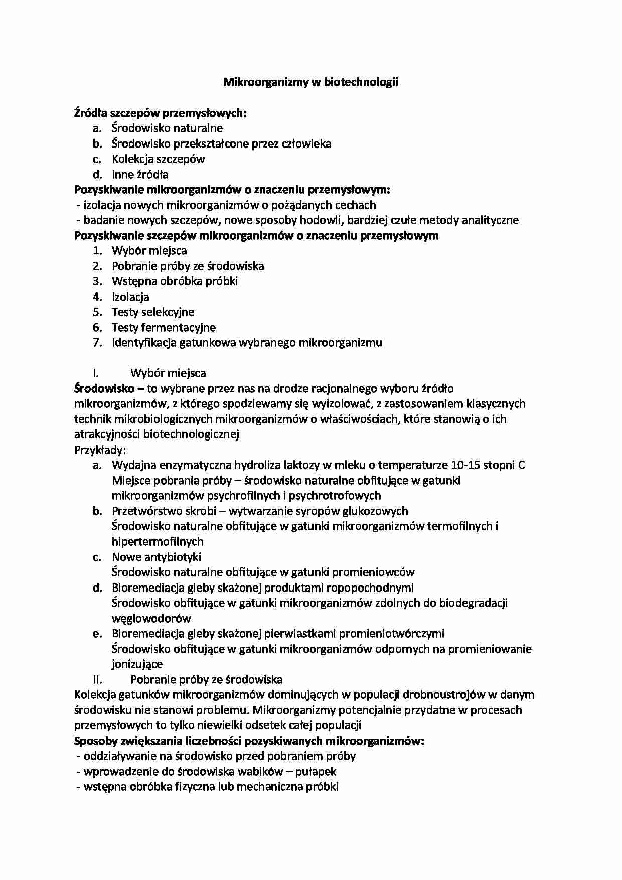 Mikroorganizmy w biotechnologii - strona 1