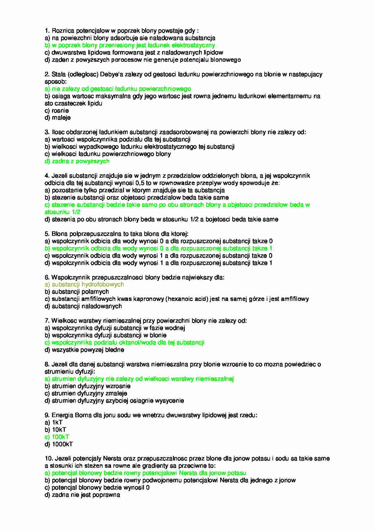 Biofizyka- pytania na egzamin - strona 1
