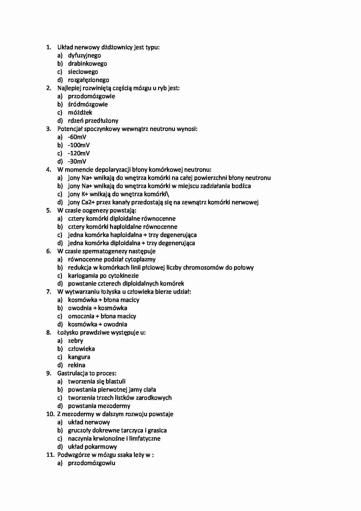 Biologia i ekologia- pytania na egzamin - strona 1