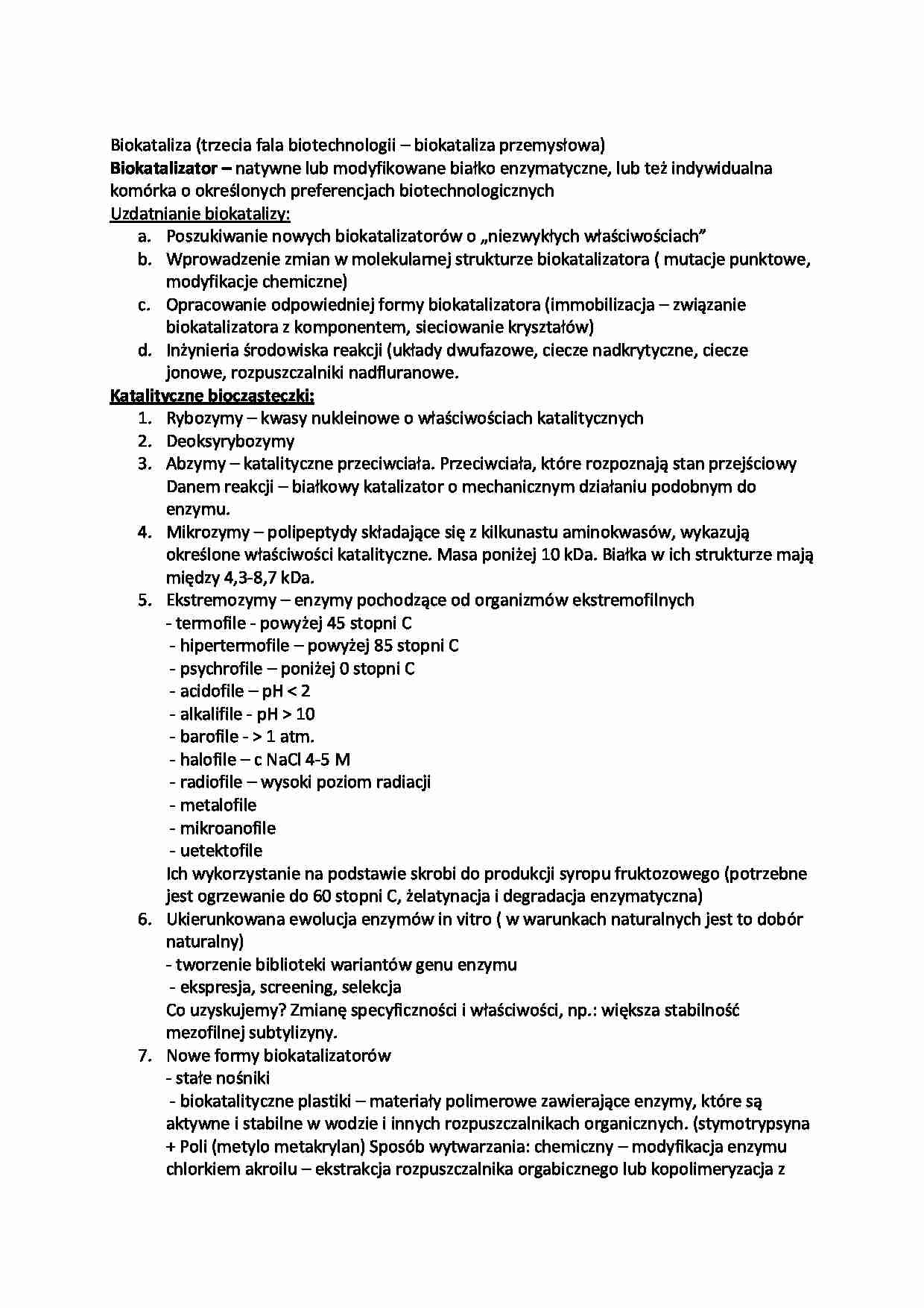 Biokataliza- opracowanie - strona 1