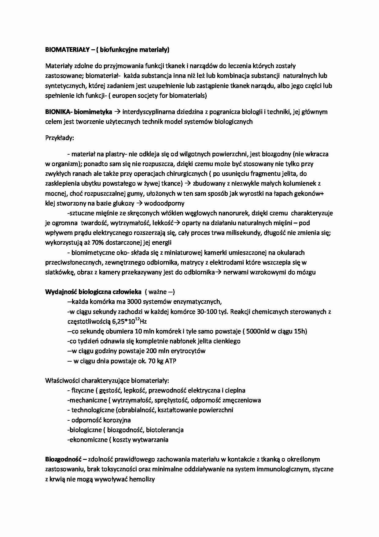 Biomateriały - Bionika - strona 1