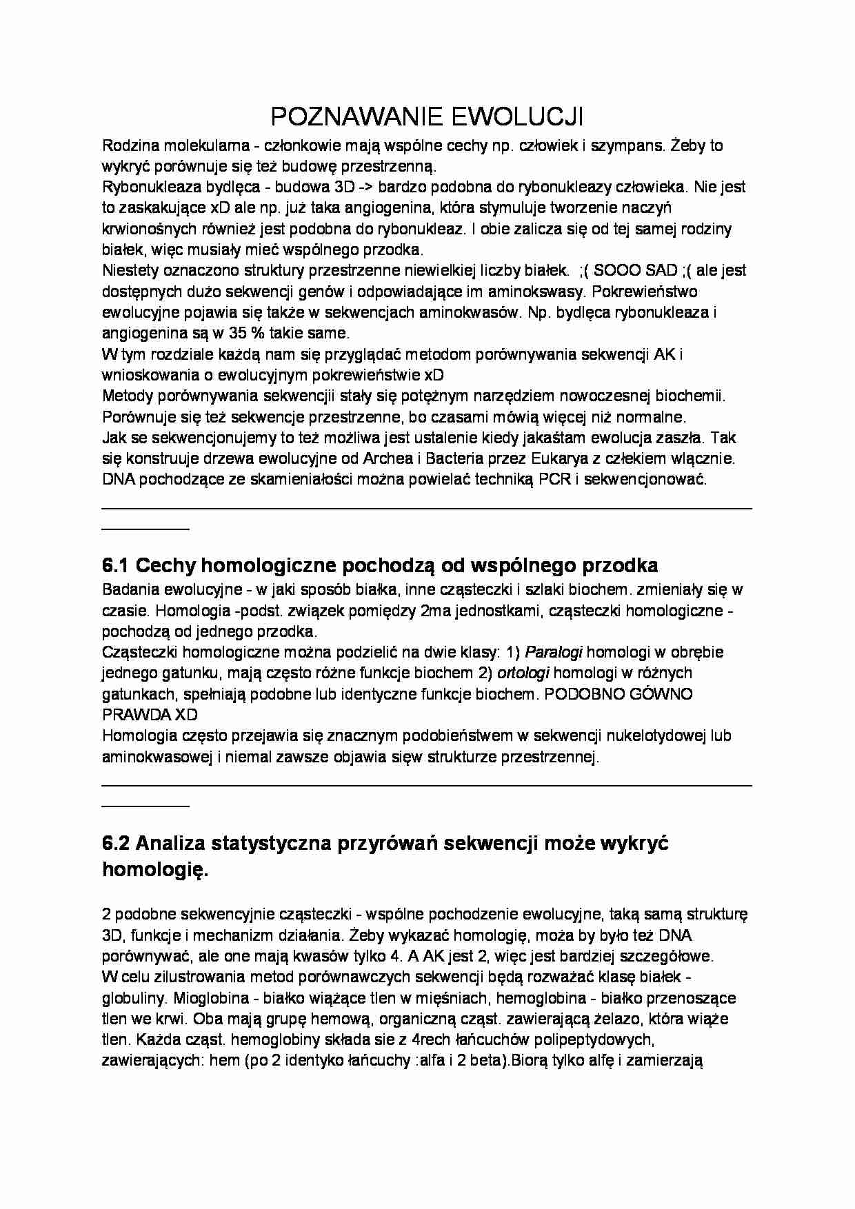 Poznawanie ewolucji- opracowanie - strona 1