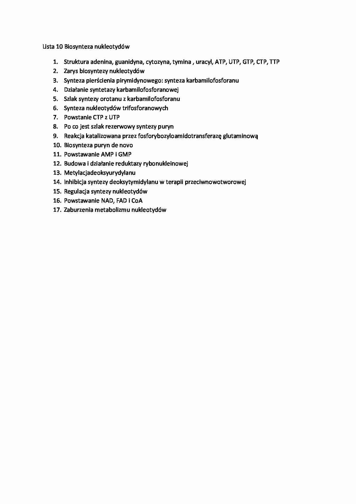 Zagadnienia do biosynteza nukleotydów - strona 1