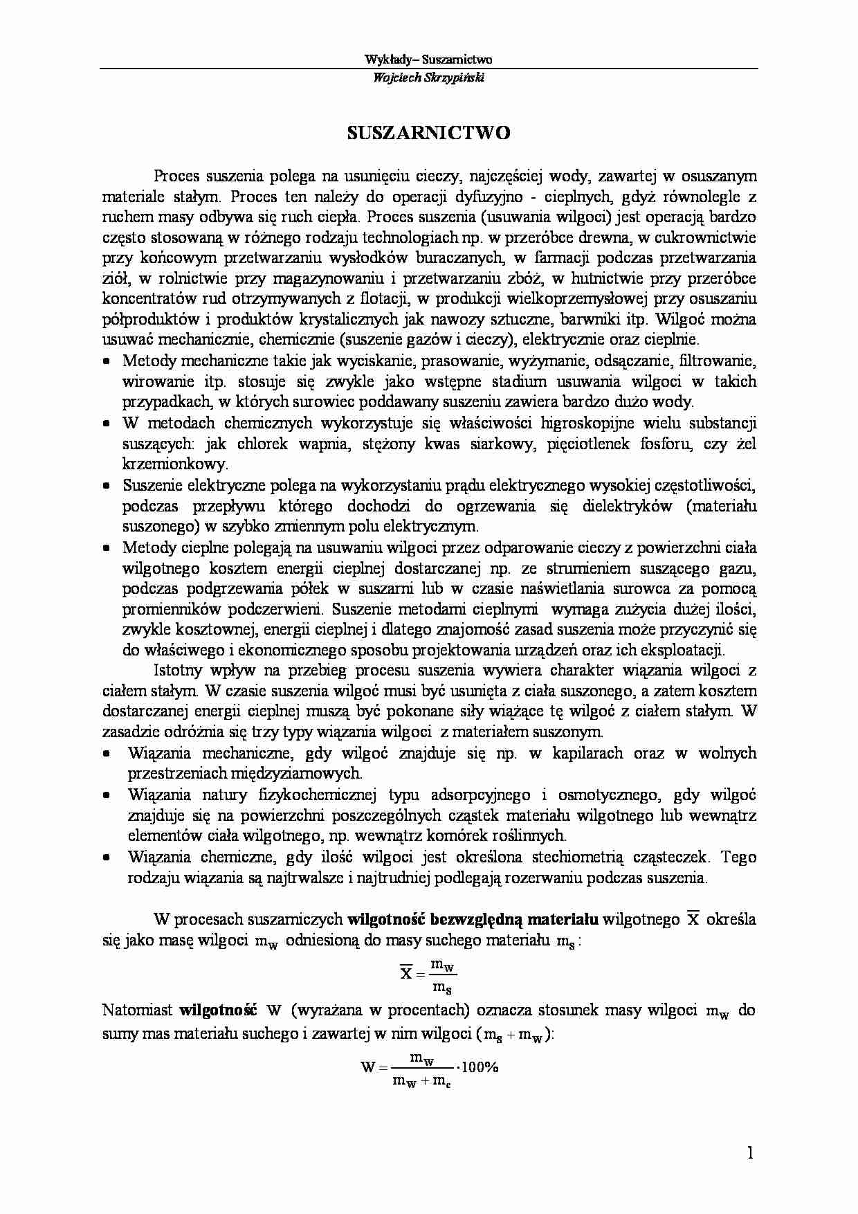 Suszarnictwo- wykład  - strona 1