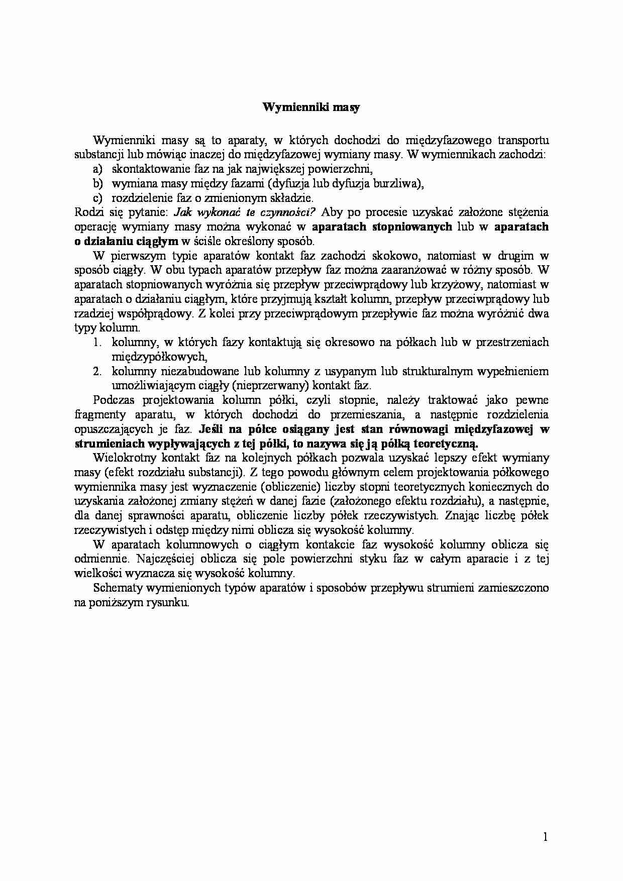 Wymienniki masy- opracowanie - strona 1