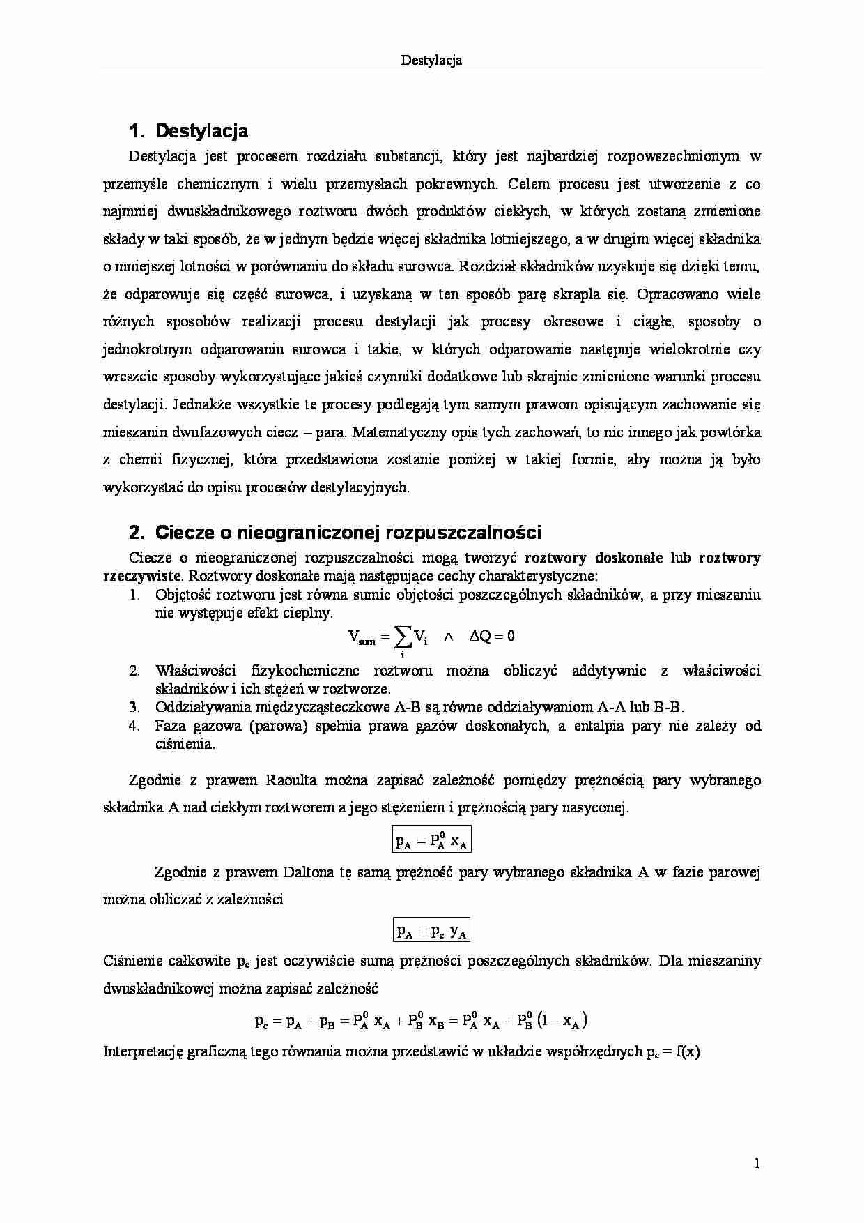 Destylacja- opracowanie - strona 1