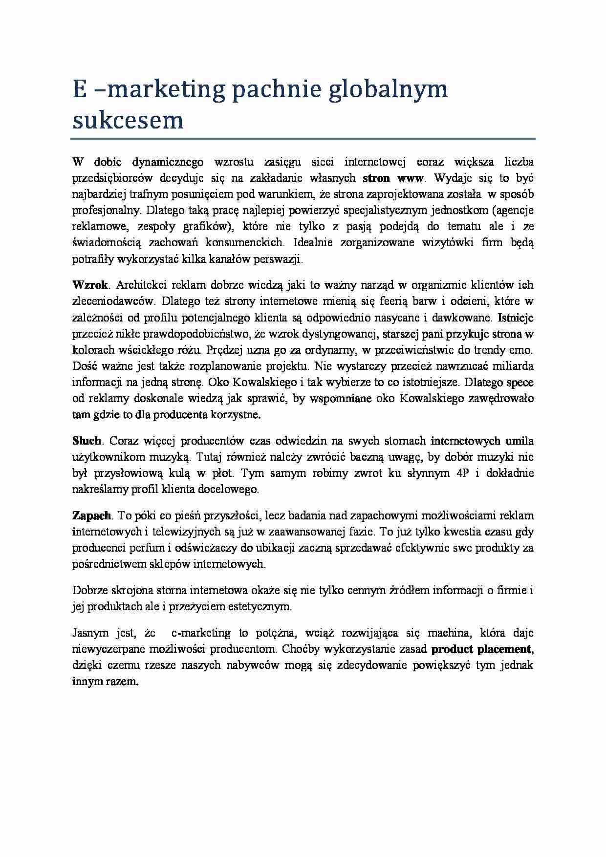 E –marketing pachnie globalnym sukcesem - strona 1