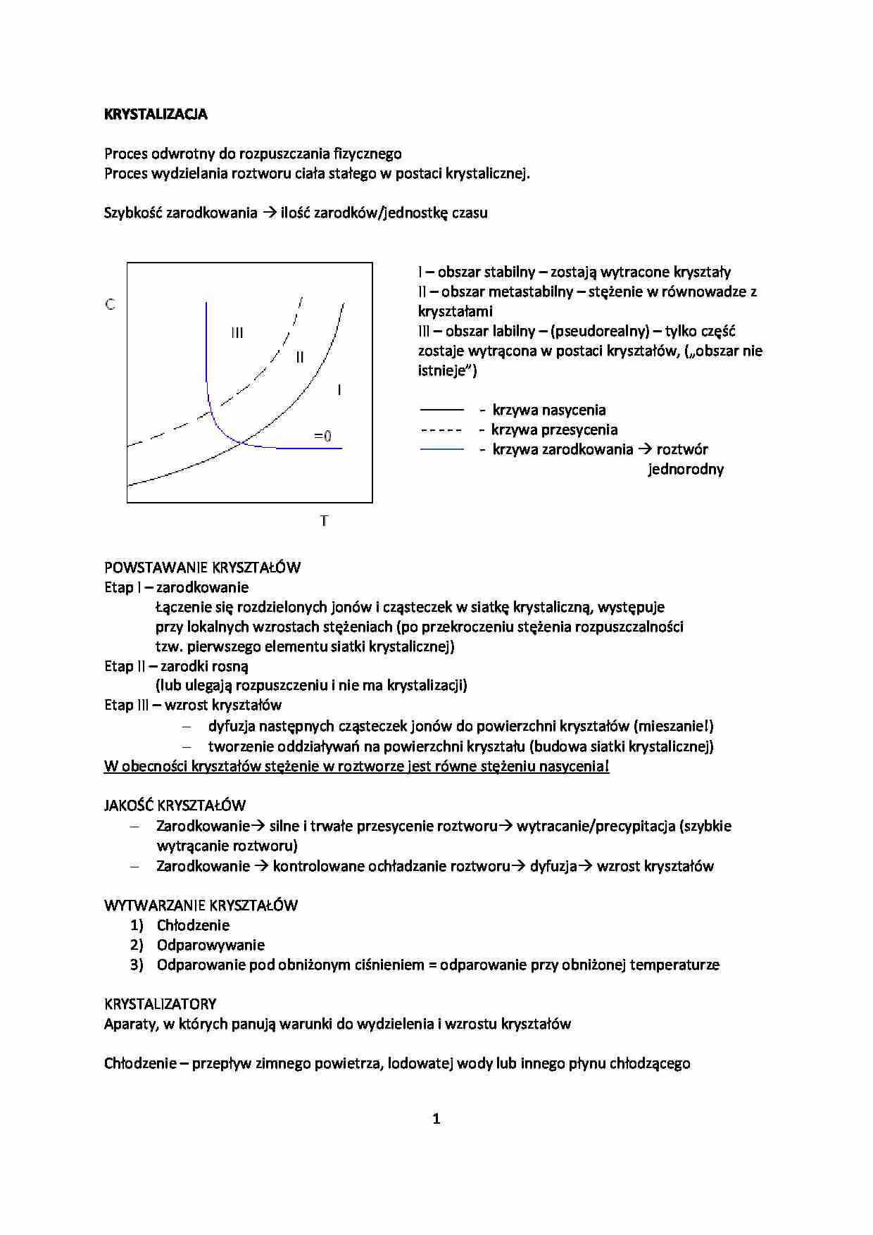 Krystalizacja- opracowanie - strona 1
