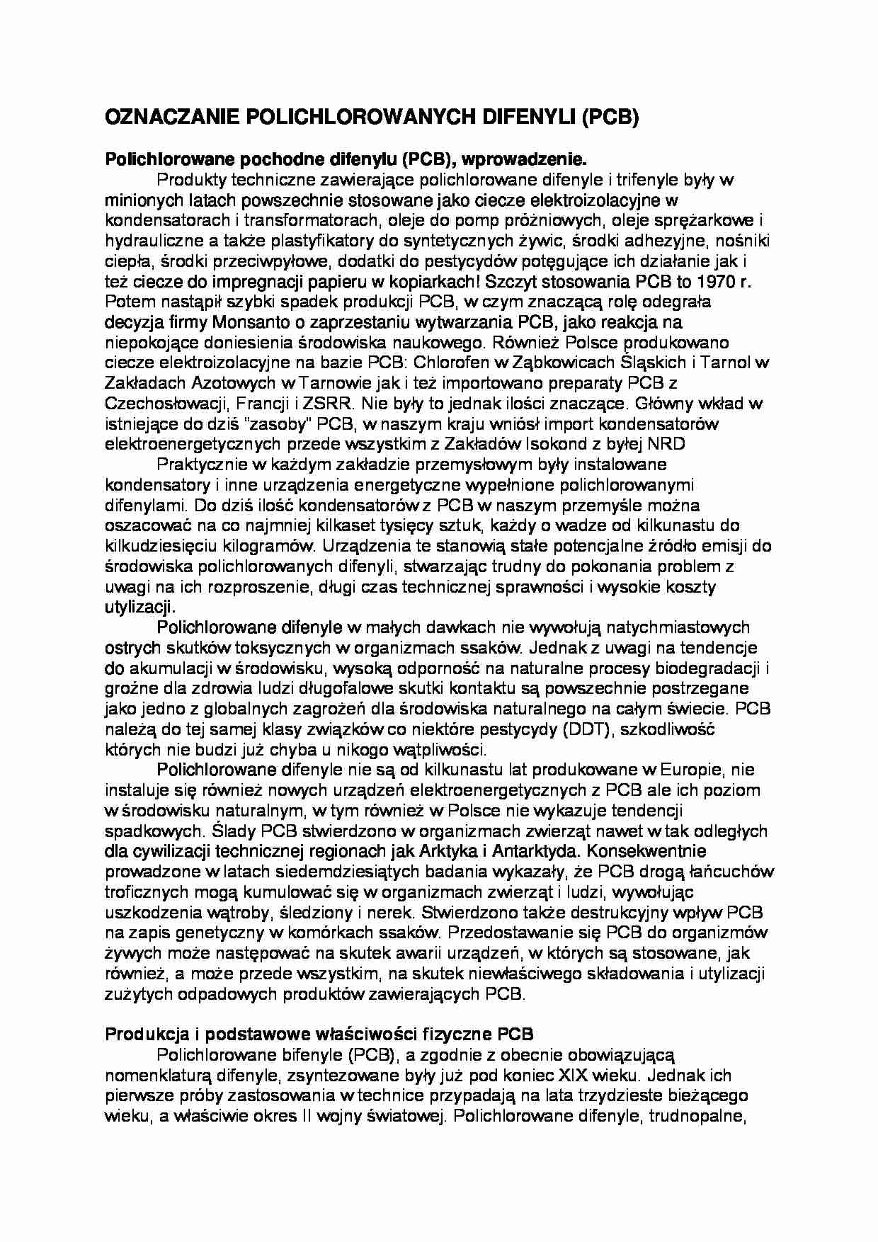 Oznaczanie polichlorowanych difenyli- opracowanie - strona 1