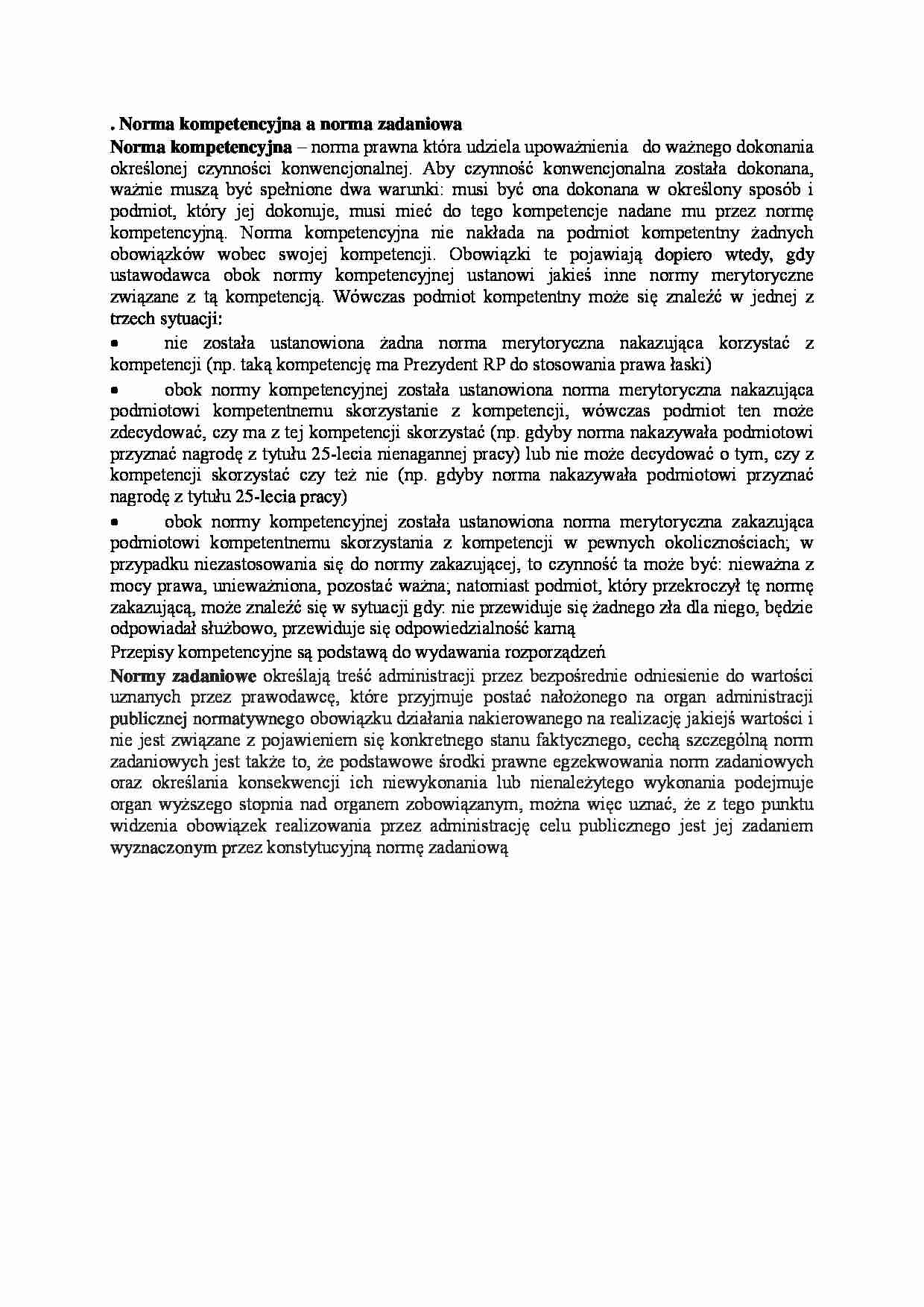 Norma kompetencyjna a norma zadaniowa - wykład - strona 1