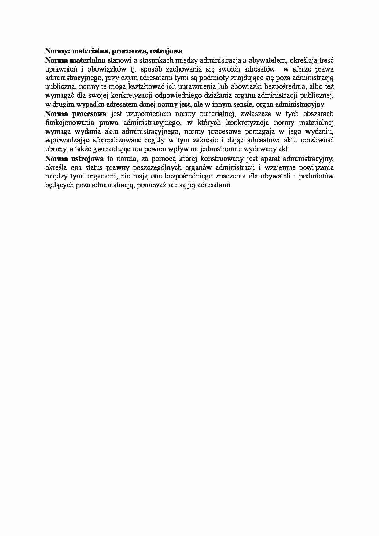 Normy materialna, procesowa, ustrojowa - wykład - strona 1