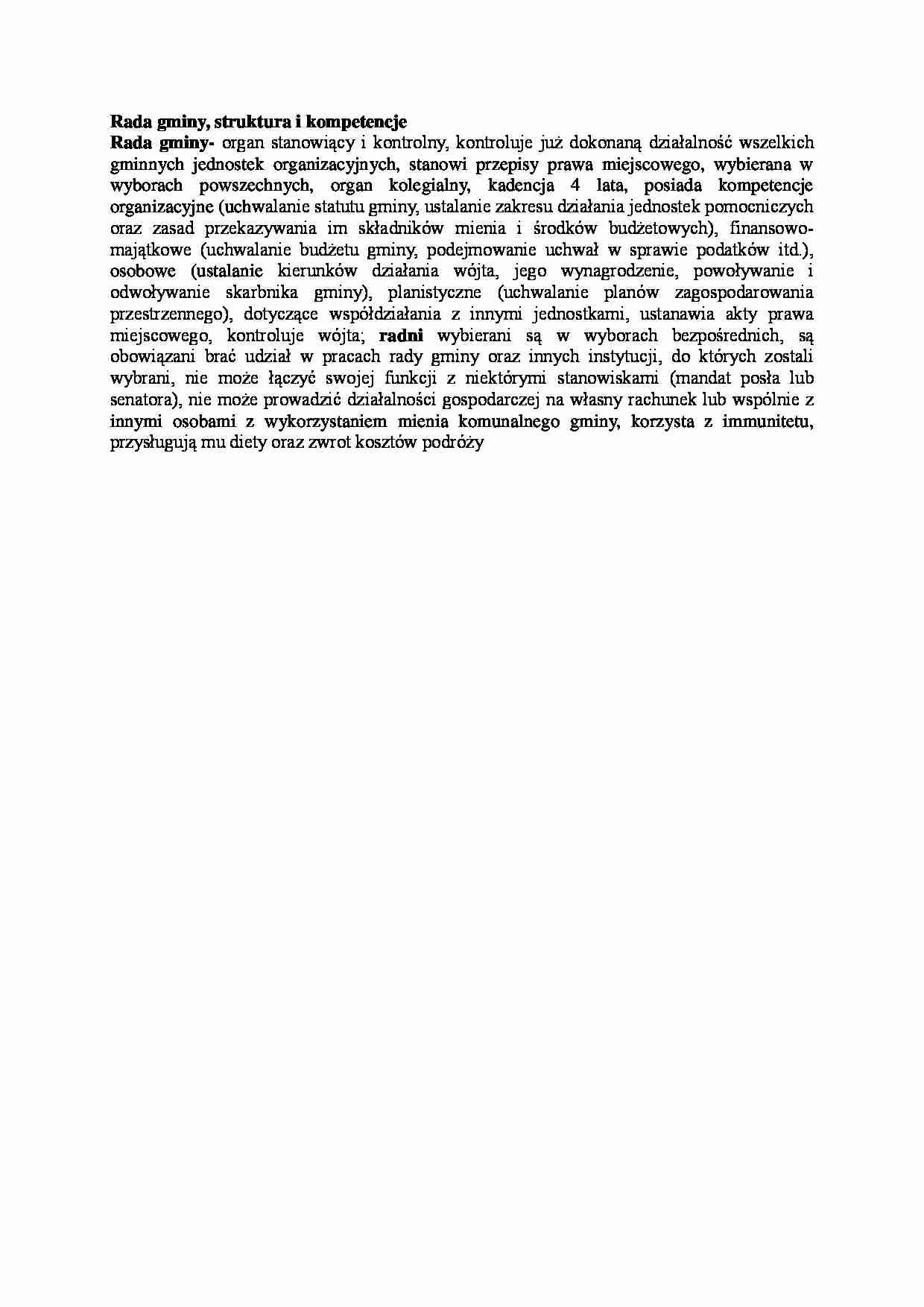 Rada gminy, struktura i kompetencje - wykład - strona 1
