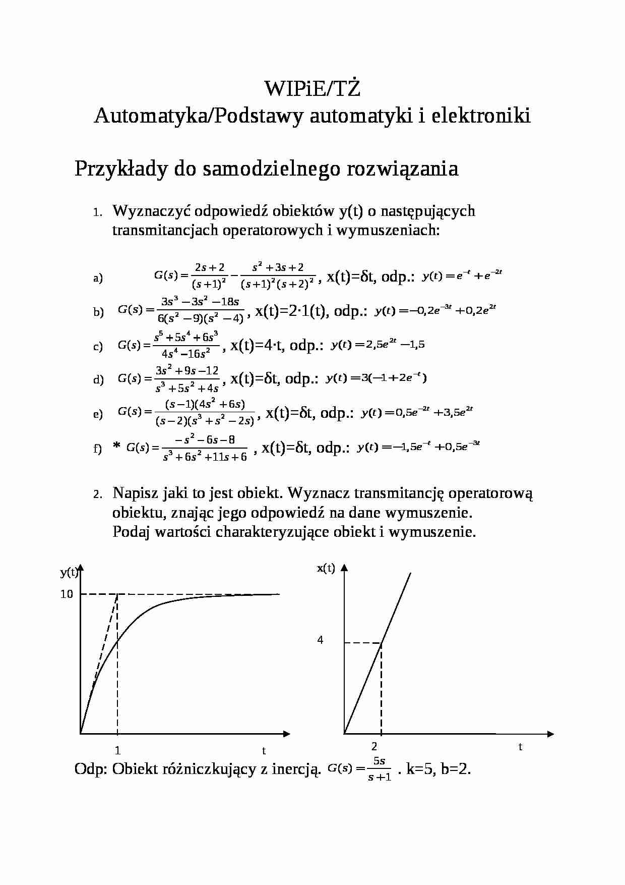 Przykłady z automatyki - strona 1