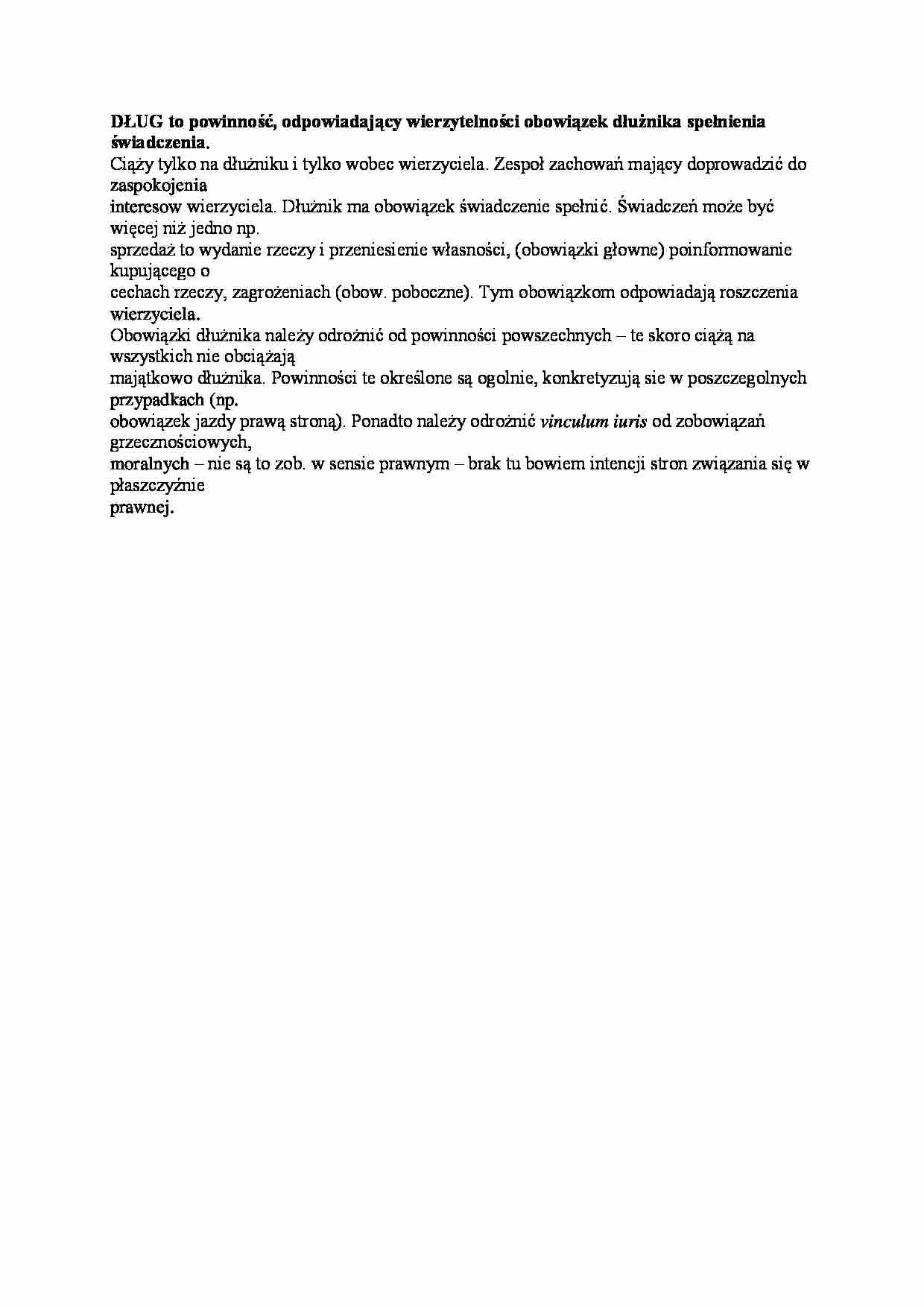Definicja długu - wykład - strona 1
