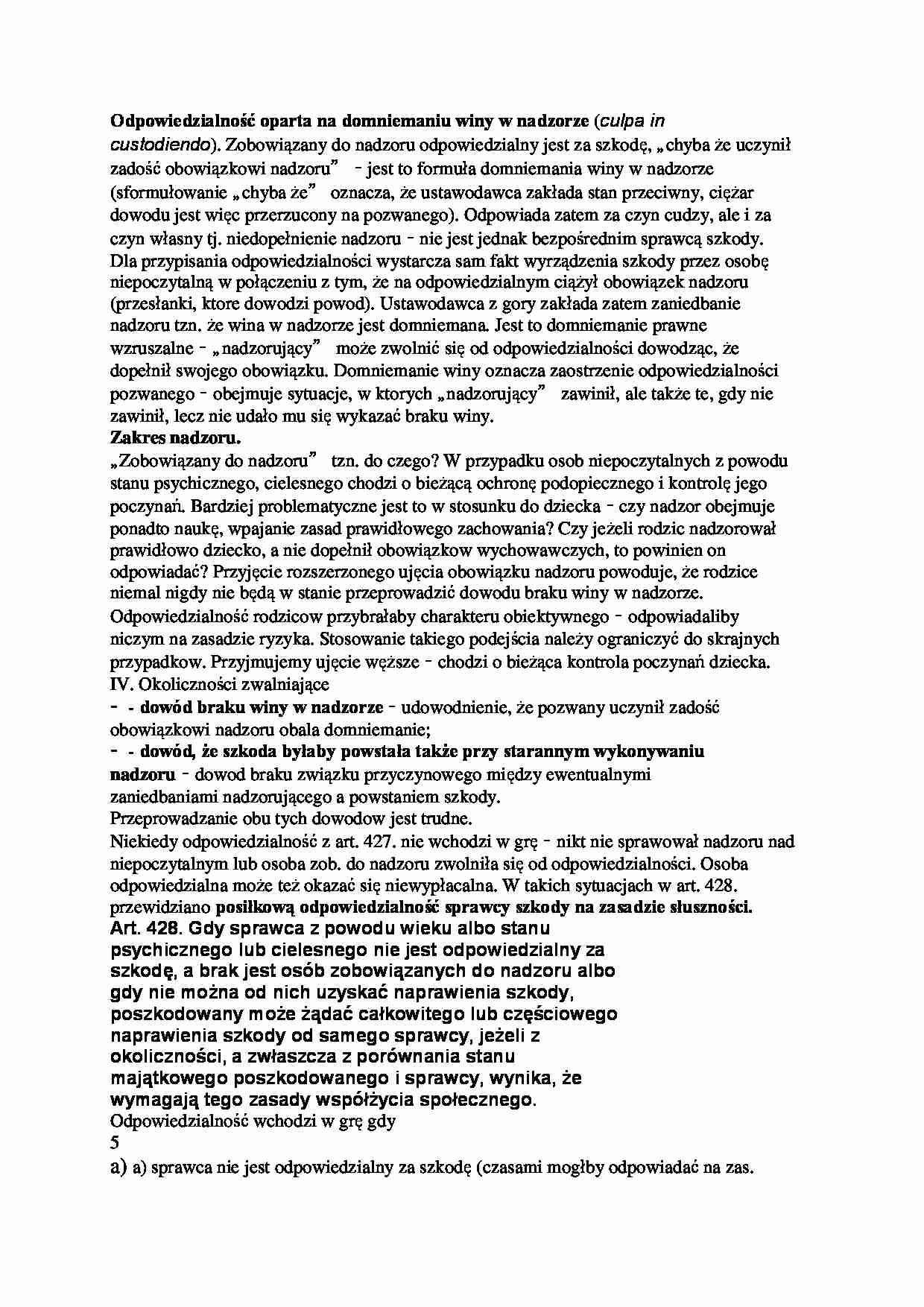 Odpowiedzialność oparta na domniemaniu winy w nadzorze - wykład - strona 1