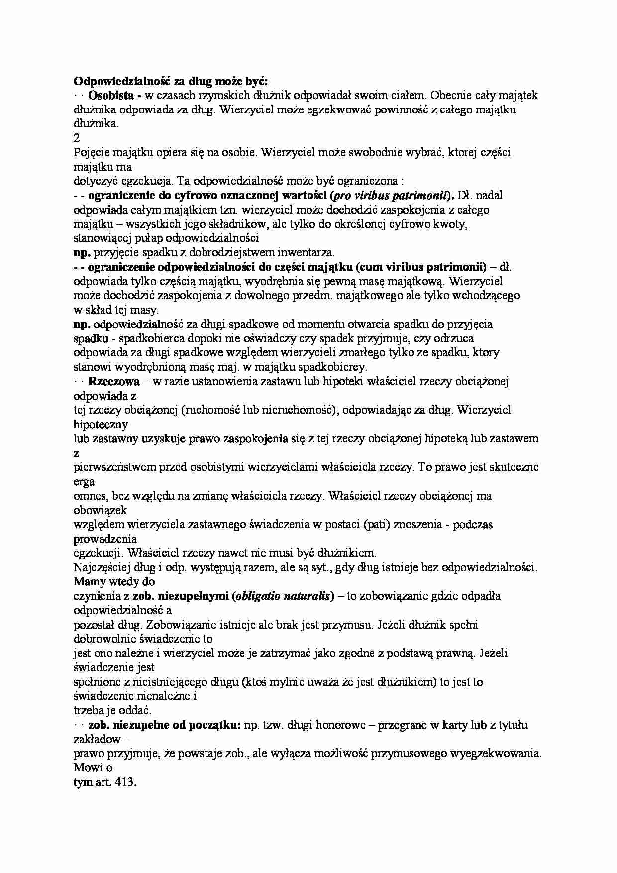 Wykład - odpowiedzialność za dług - strona 1