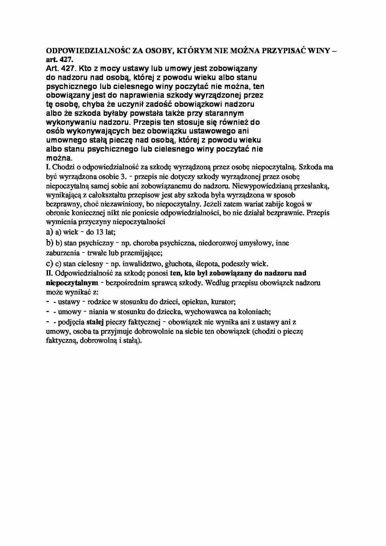 Odpowiedzialność za osoby, którym nie można przypisać winy - wykład - strona 1