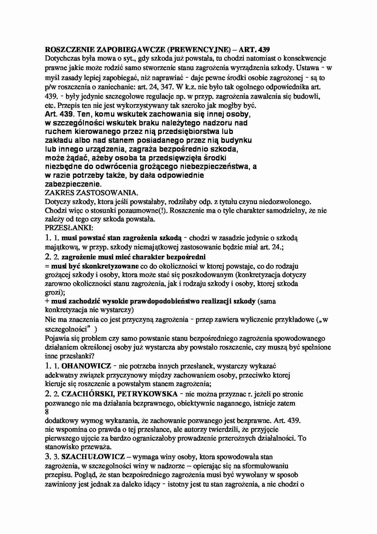 Roszczenie zapobiegawcze (prewencyjne) - wykład - strona 1