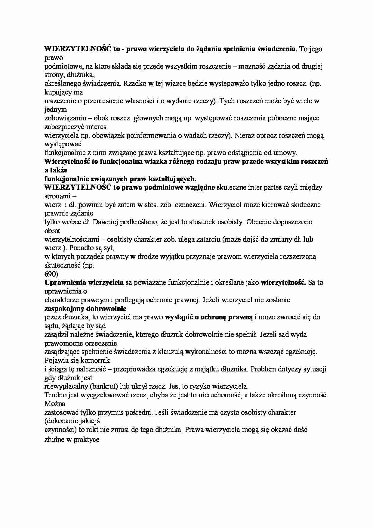 Wykład - definicja wierzytelności - strona 1