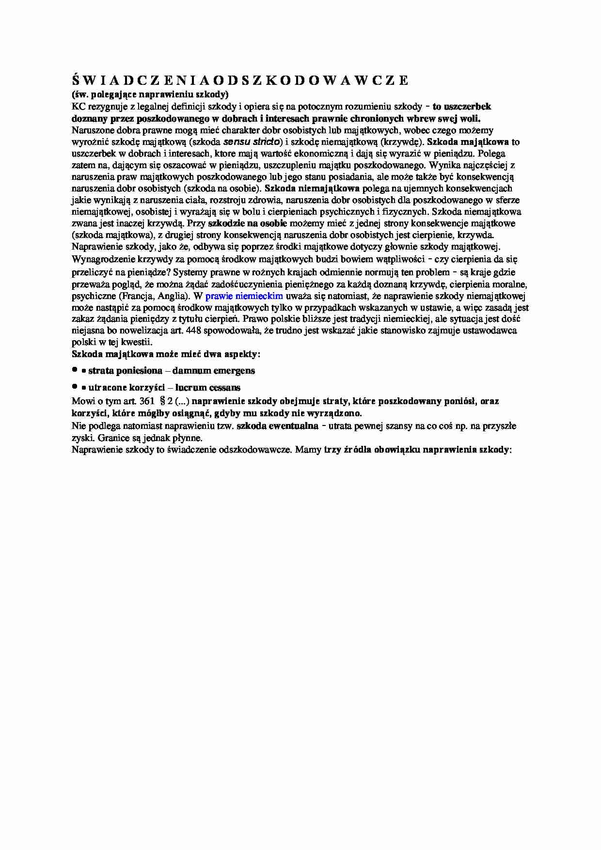 Oświadczenia odszkodowawcze - wykład - strona 1
