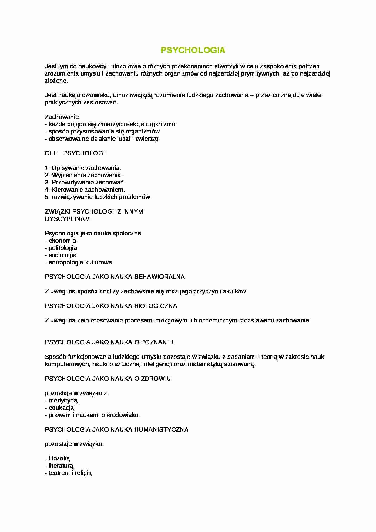 Psychologia - nauka o poznaniu - strona 1