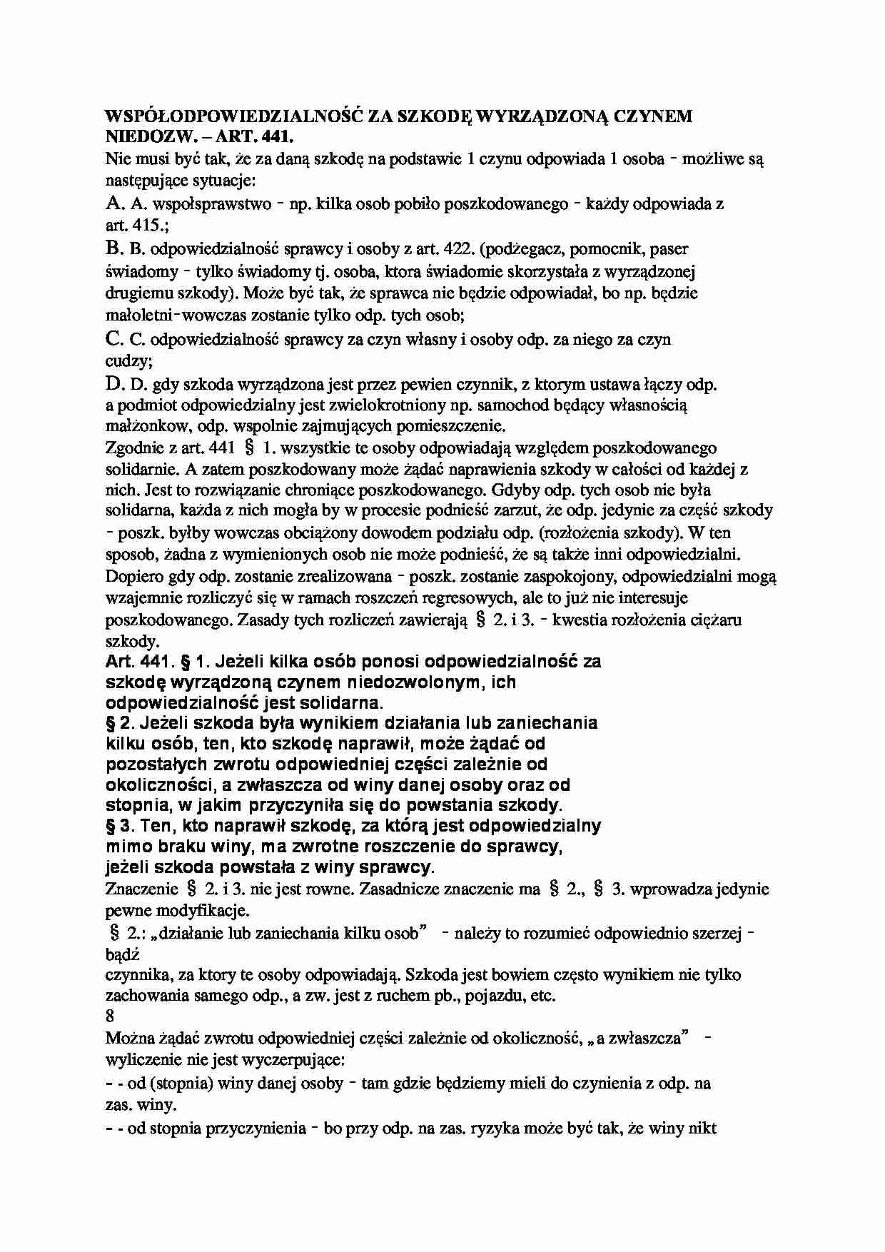 Współodpowiedzialność za szkodę wyrządzoną - wykład - strona 1