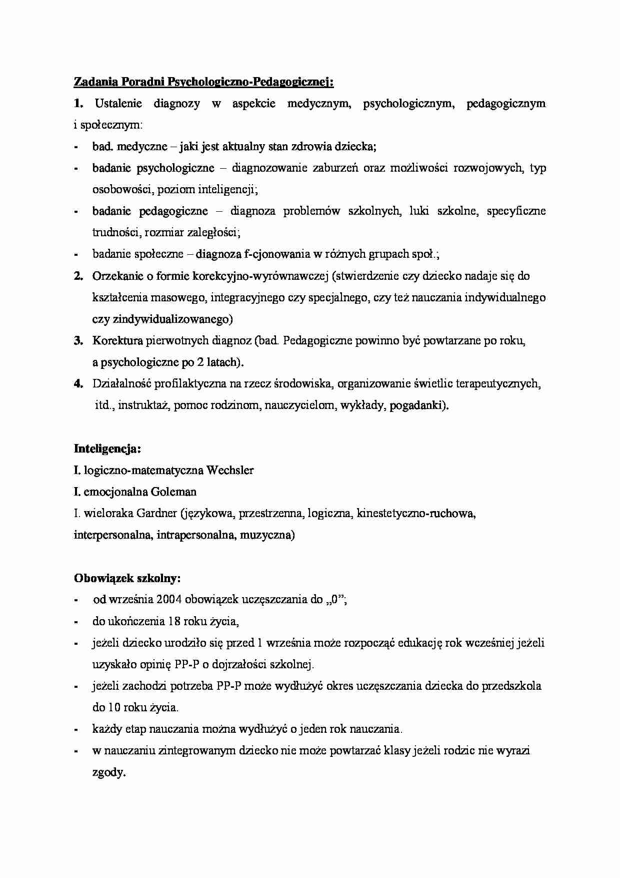 Zadania Poradni Psychologiczno-Psychologicznej-opracowanie - strona 1