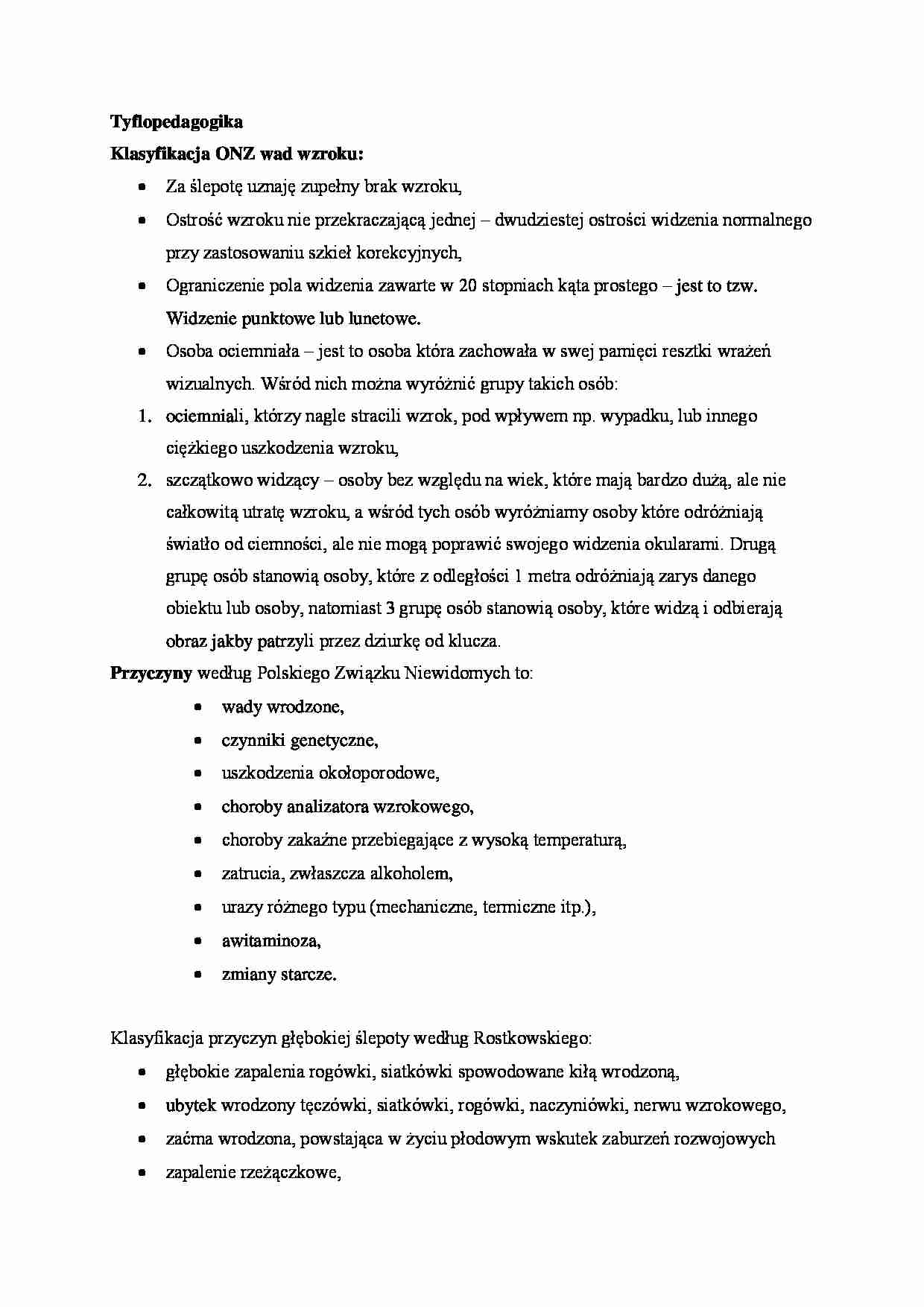 Tyflopedagogika-opracowanie - strona 1