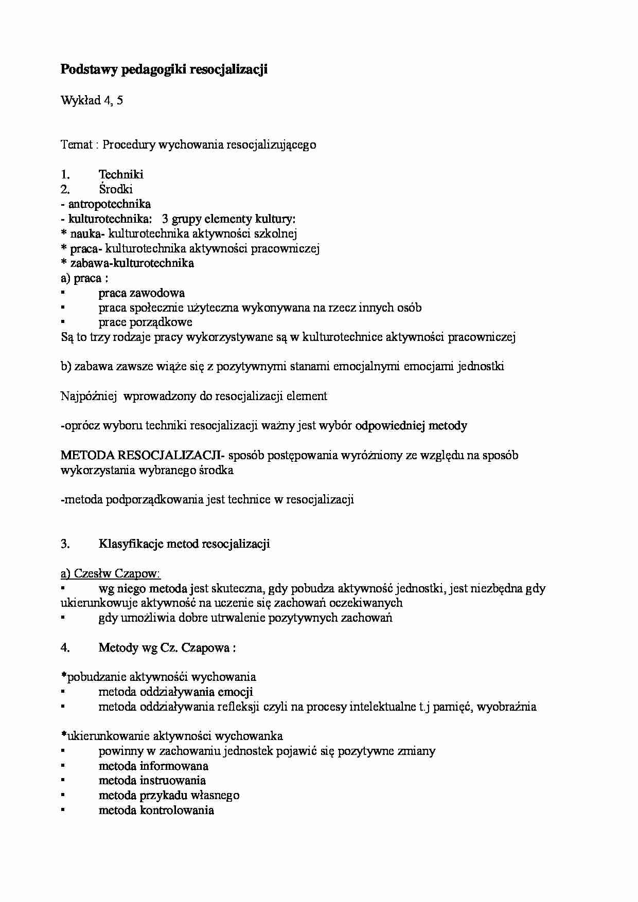 Procedury wychowania resocjalizującego-opracowanie - strona 1