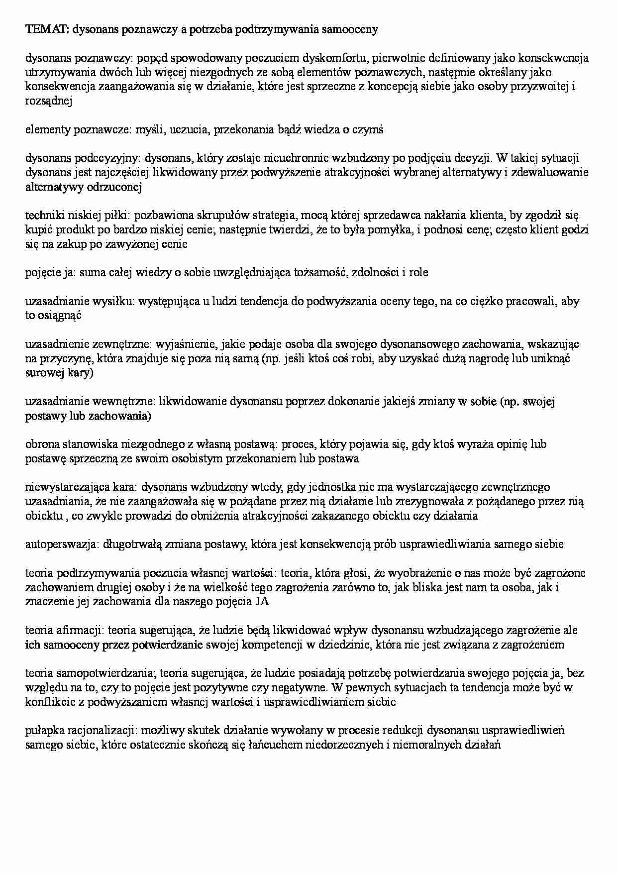 Dysonans poznawczy-opracowanie - strona 1