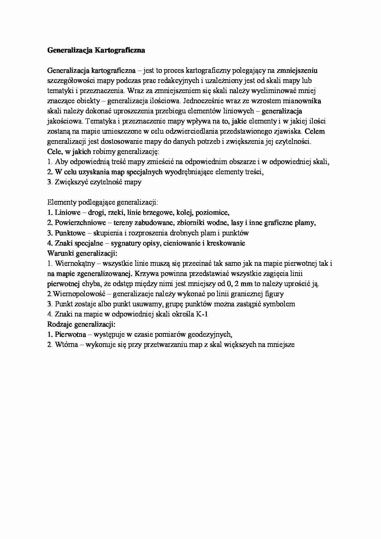 Generalizacja Kartograficzna- oprcowanie - strona 1