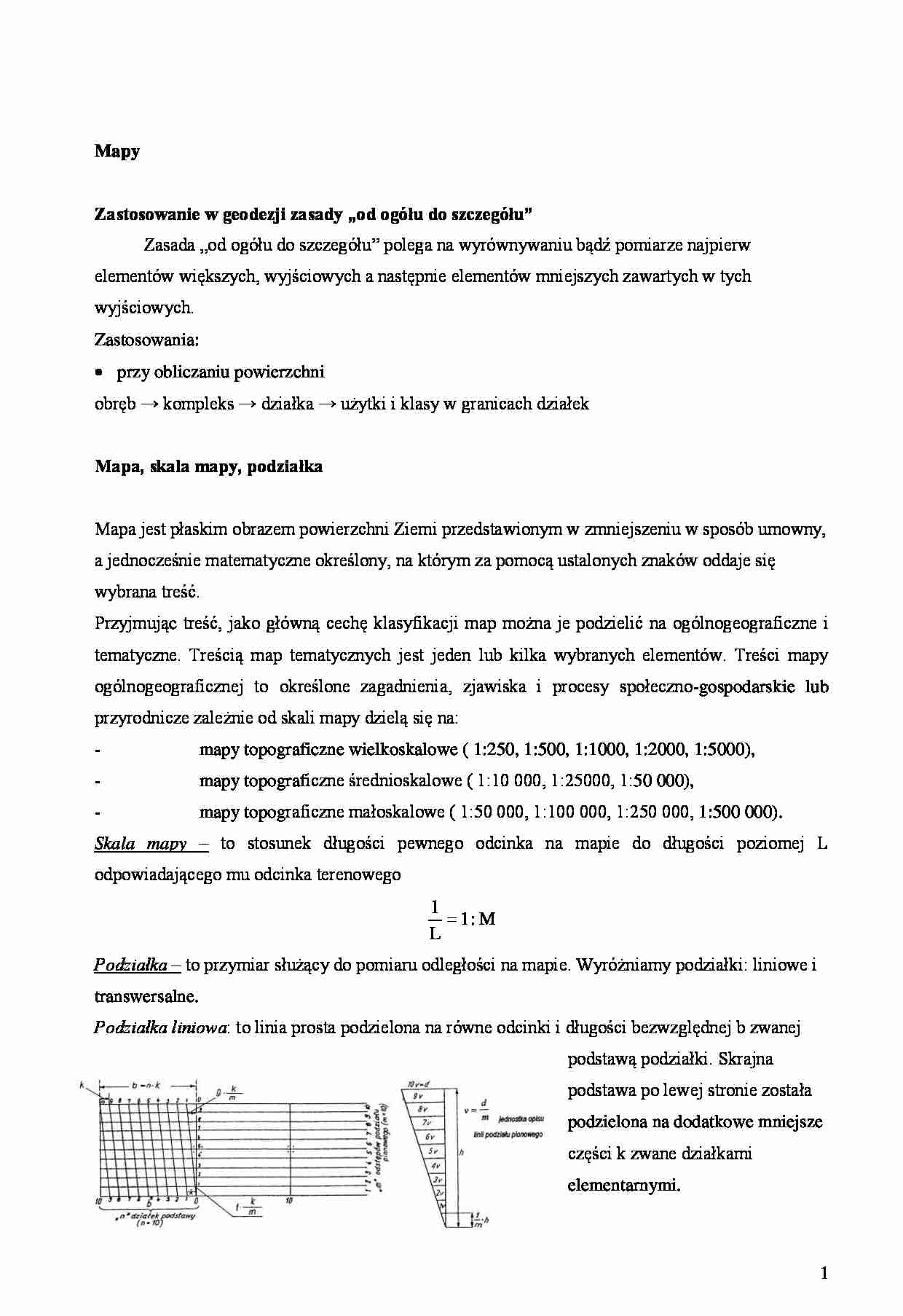 Mapa, skala mapy, podziałka- opracowanie - strona 1