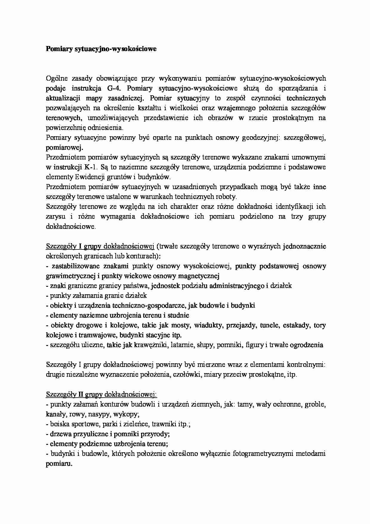 Pomiary sytuacyjno-wysokościowe- skrypt - strona 1