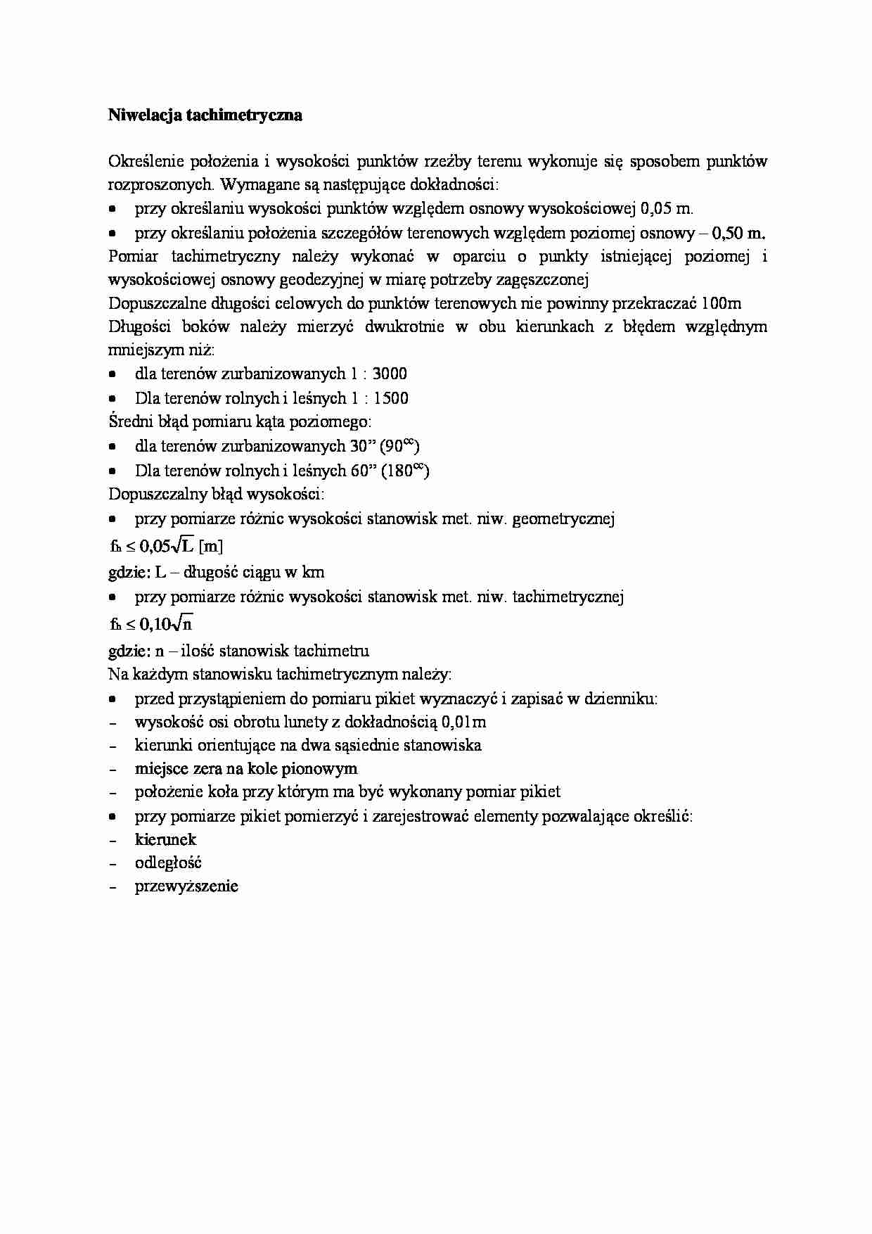 Niwelacja tachimetryczna - strona 1