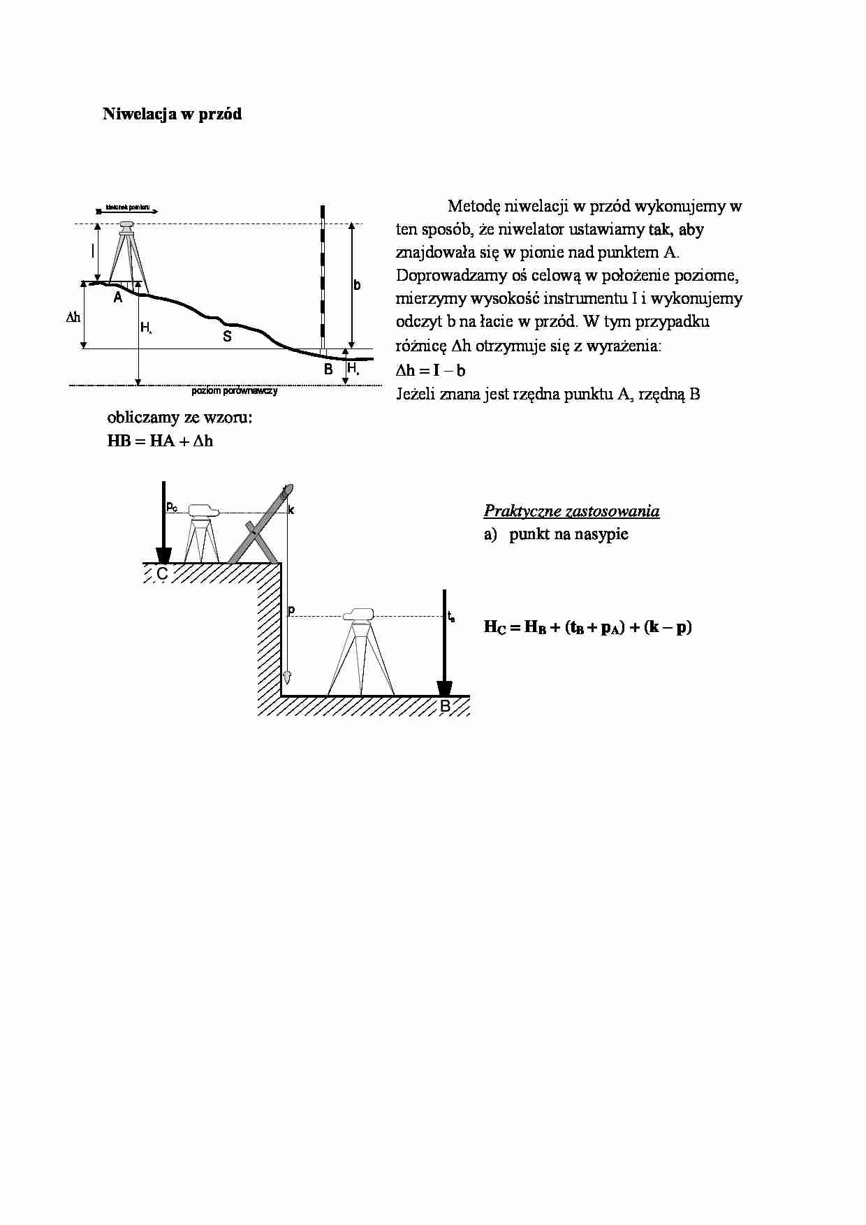 Niwelacja w przód- opracowanie - strona 1