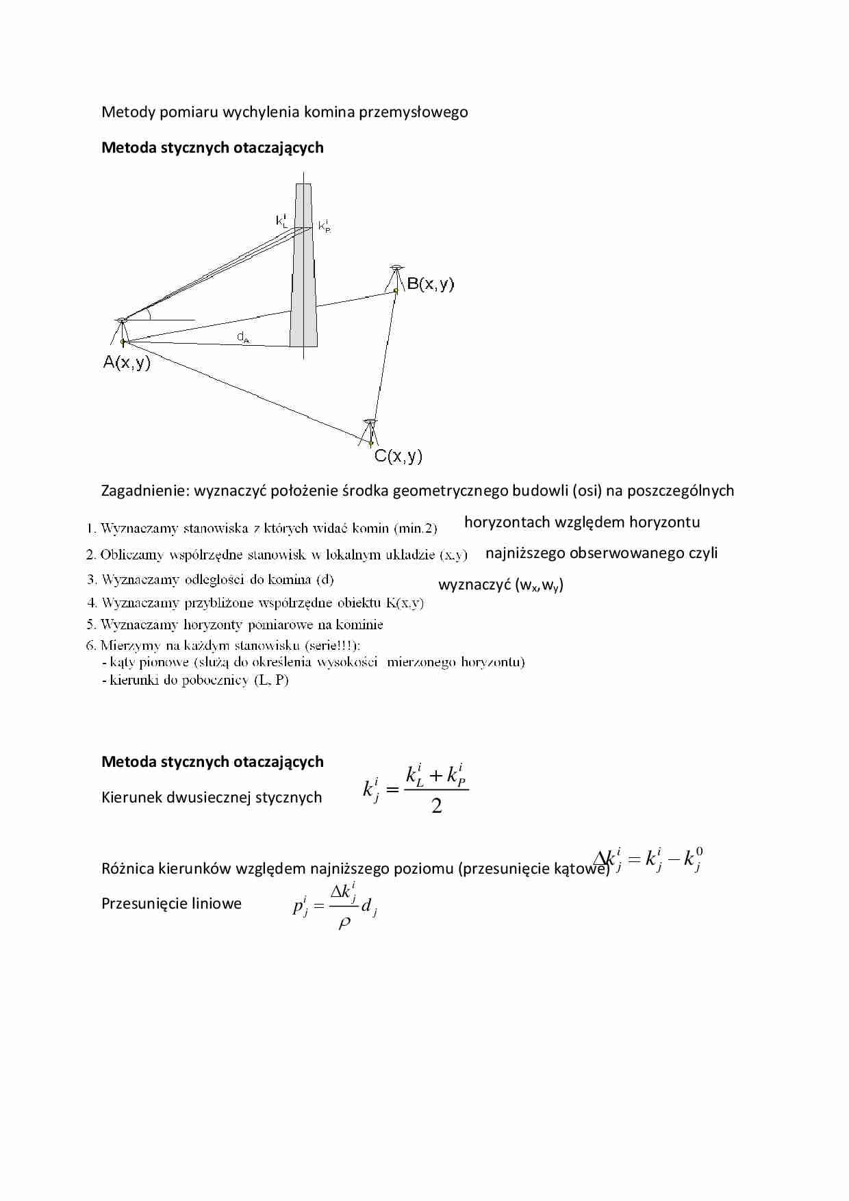 Metody pomiaru wychylenia komina przemysłowego- sprawozdanie - strona 1