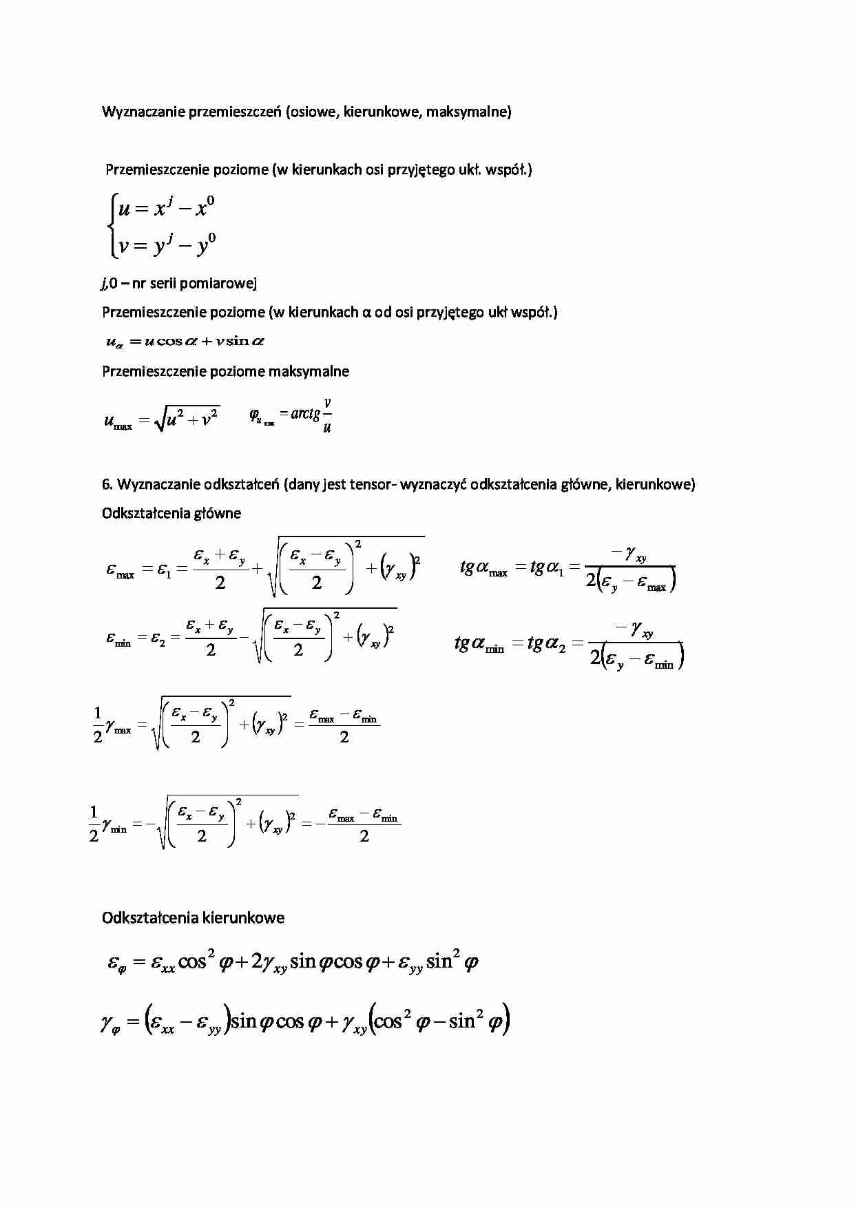 Wyznaczanie przemieszczeń- opracowanie - strona 1