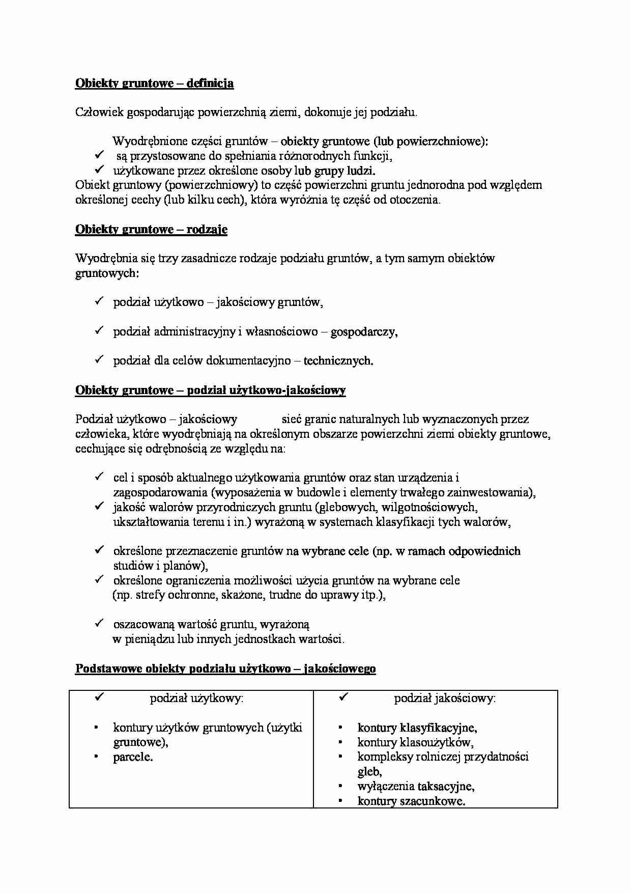 Obiekty gruntowe- opracowanie - strona 1