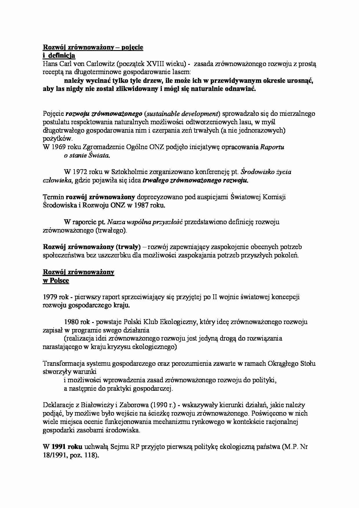 Rozwój zrównoważony- pojęcie i definicja - strona 1