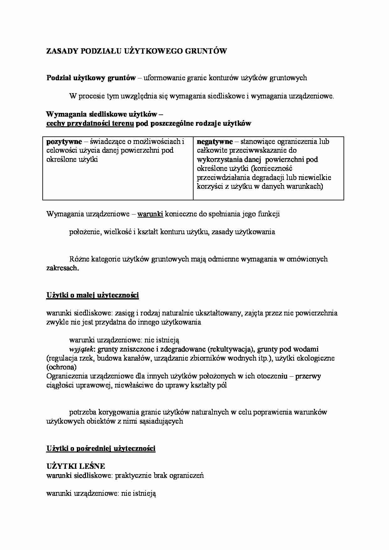 Zasady podziału użytkowego gruntów- opracowania - strona 1