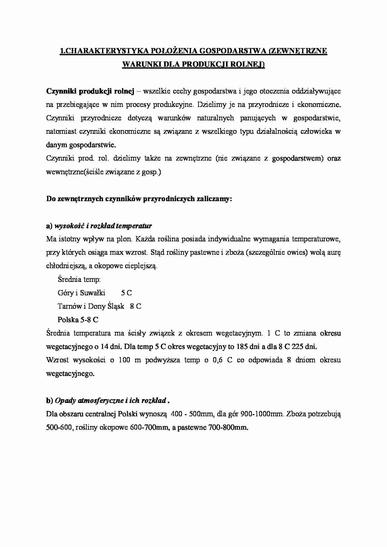 Charakterystyka położenia gospodarstwa- opracowanie - strona 1
