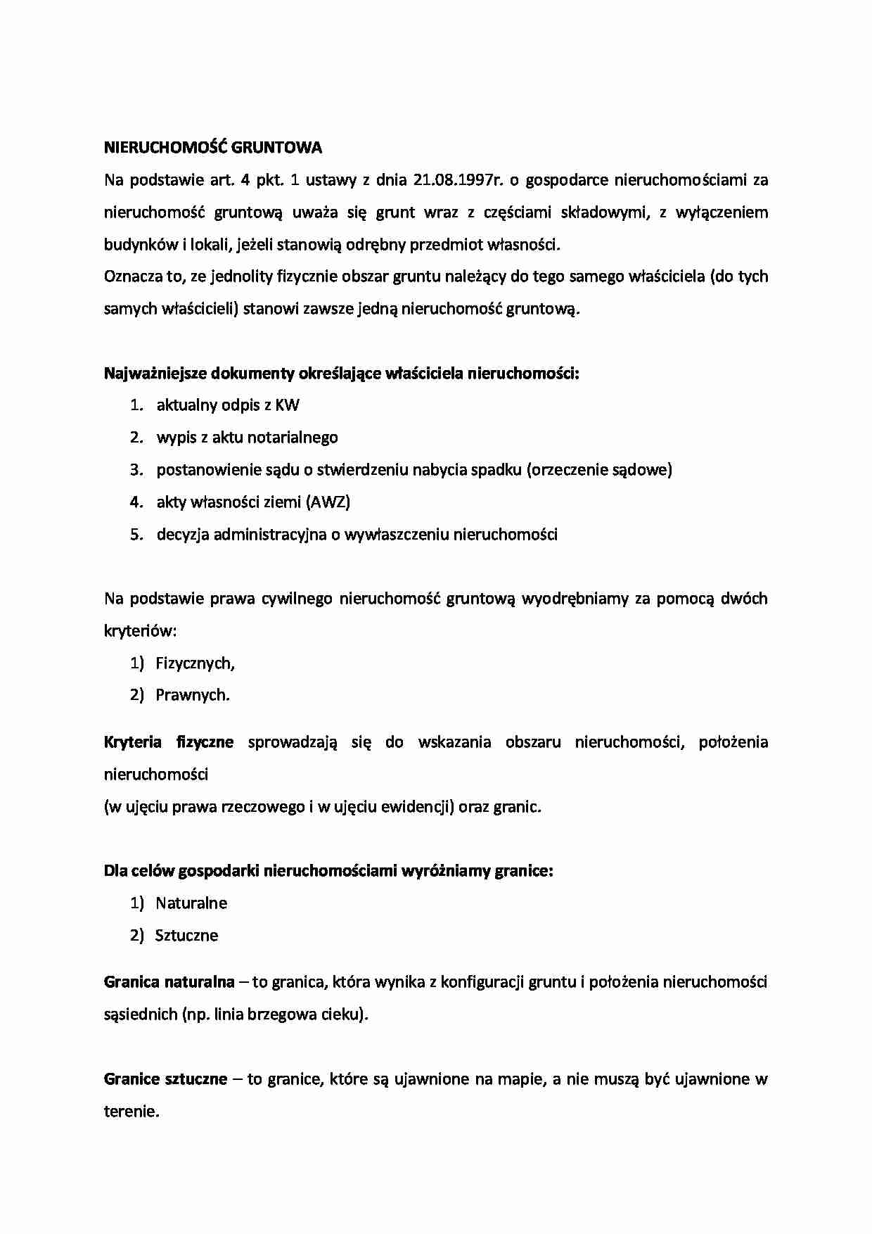 Nieruchomości gruntowe- opracowanie - strona 1