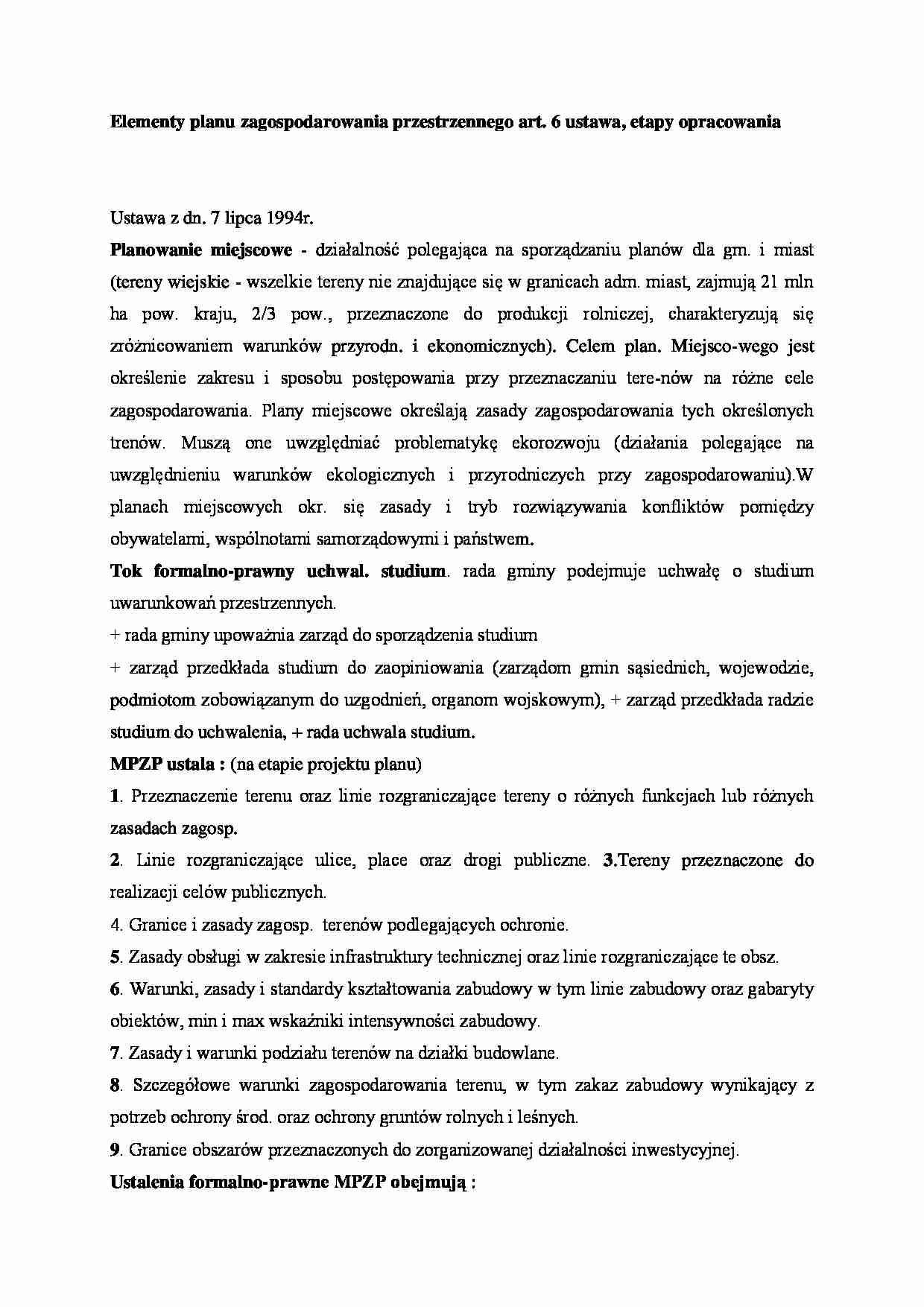 Elementy planu zagospodarowania przestrzennego- opracowanie - strona 1