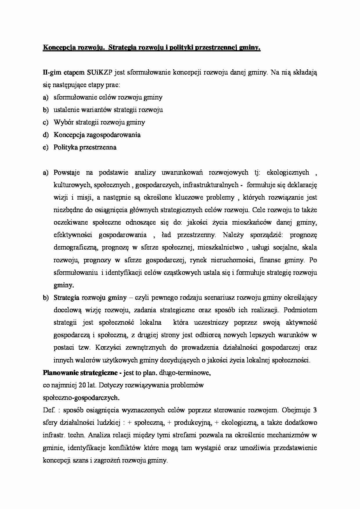 Koncepcja rozwoju- opracowanie - strona 1